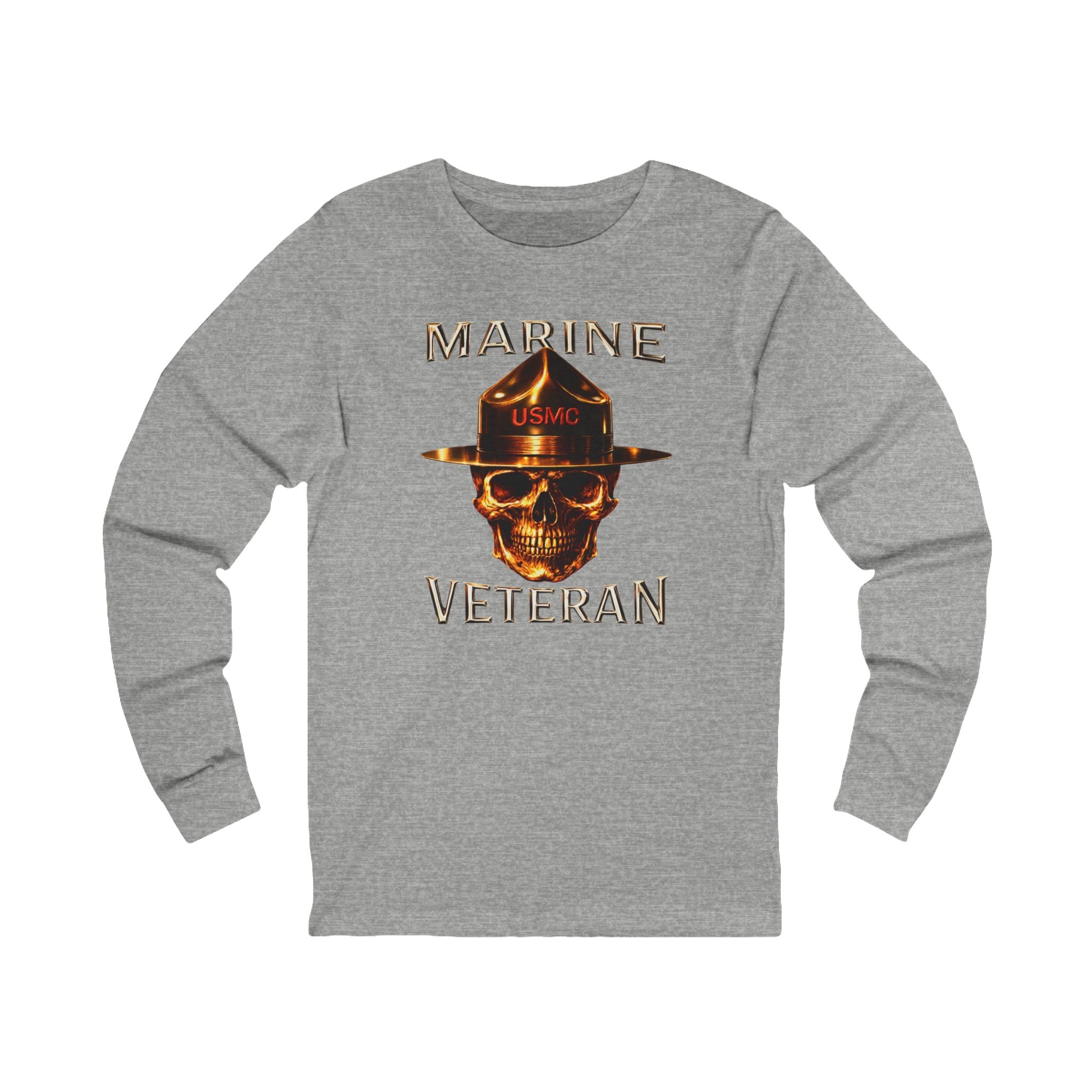 Marine Veteran Skull Drill Instructor Long Sleeve Tee