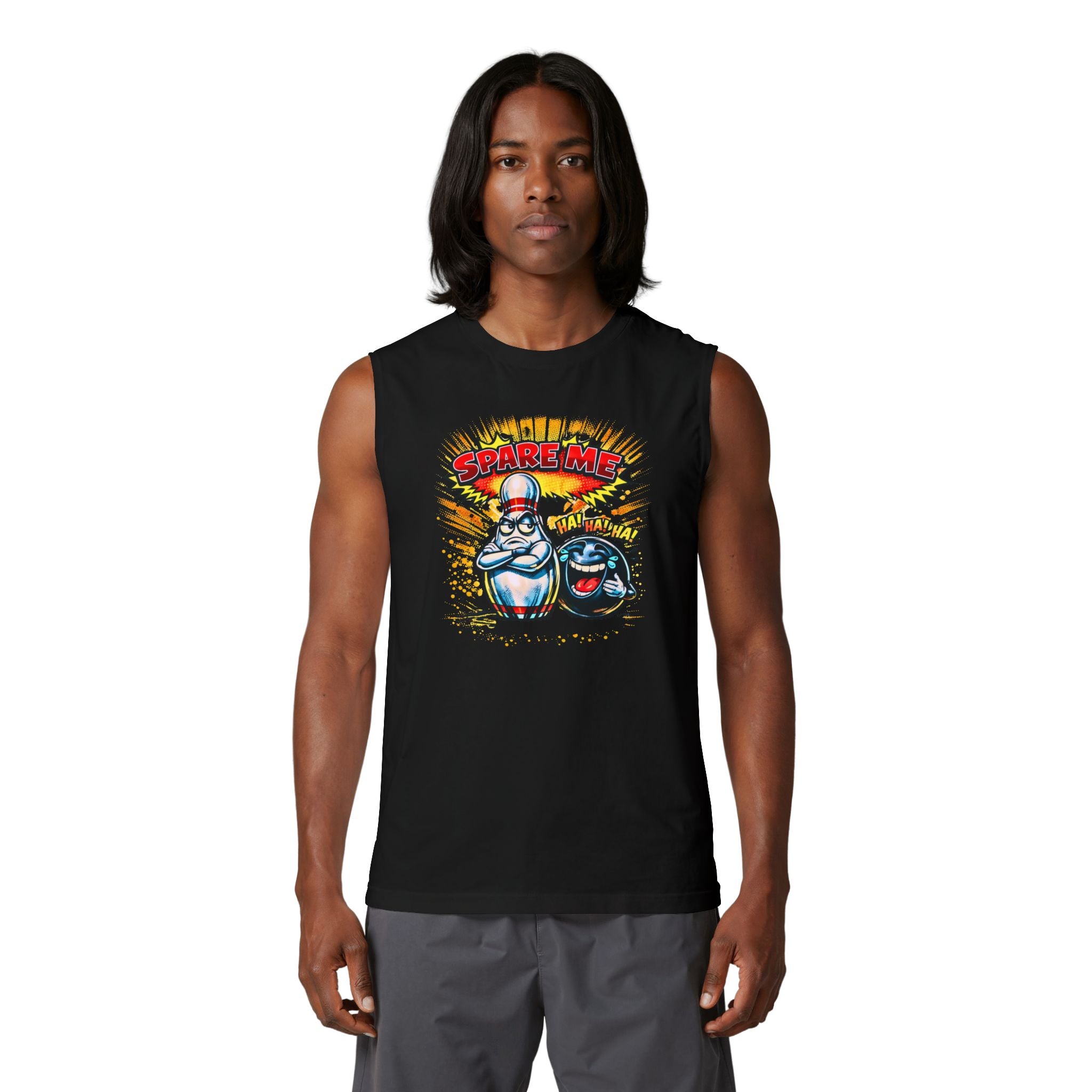 Muscle Tank — Retro Bowling 'Spare Me' Graphic Tank Top