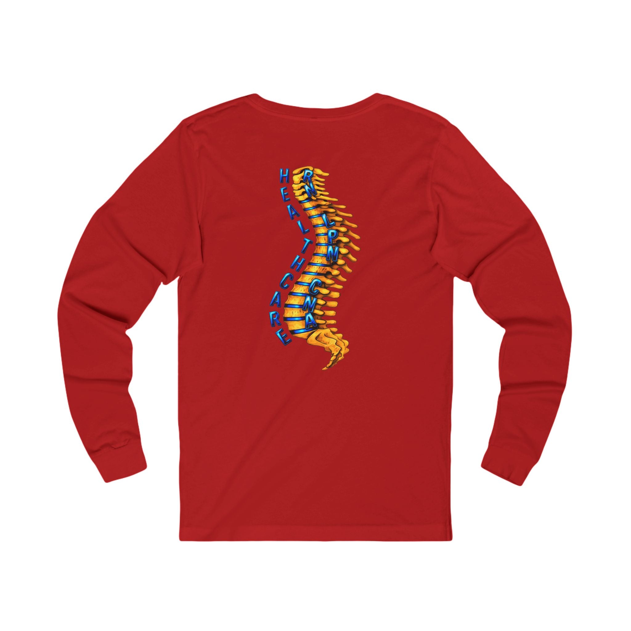 Healthcare Spine Front & Back Long Sleeve Tee — Medical Professional Shirt