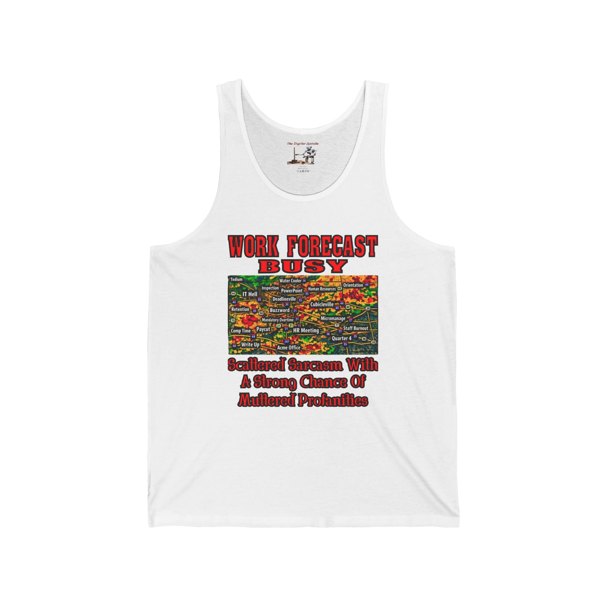 Work Forecast Busy Tank Top – Funny Weather Radar Graphic & ‘Work Forecast: Busy’ Text
