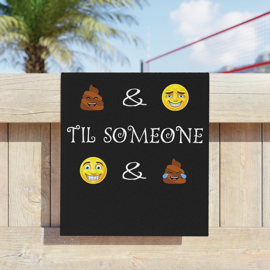 Funny Emoji Poop Laugh Beach Towel