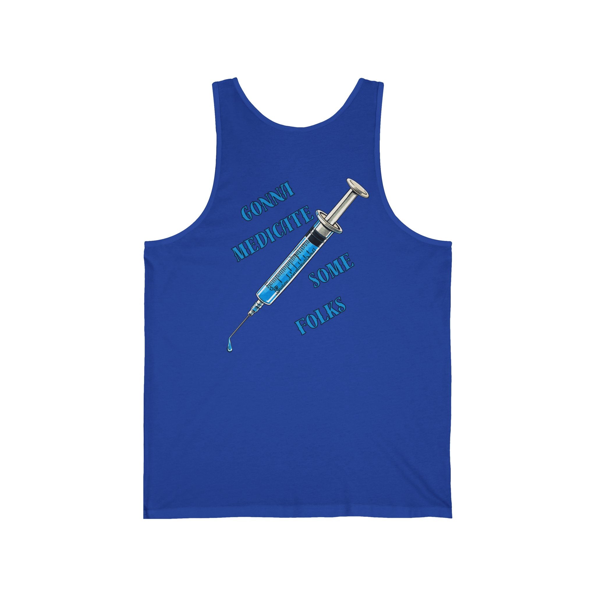 Front & Back "Laughter Is The Best Medicine" & Syringe Graphic Tank Top