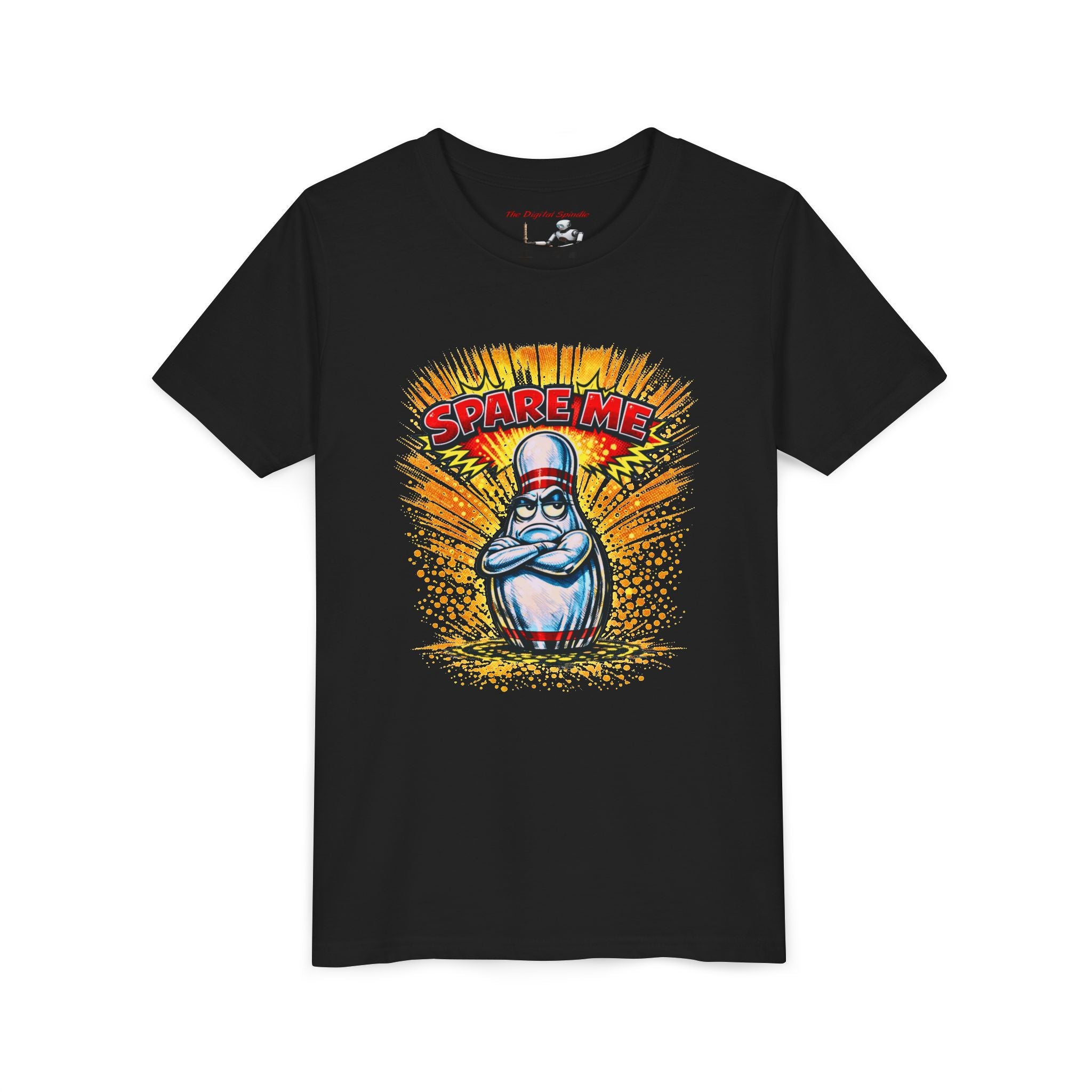 'Spare Me' Cartoon Bowling Pin Graphic Shirt