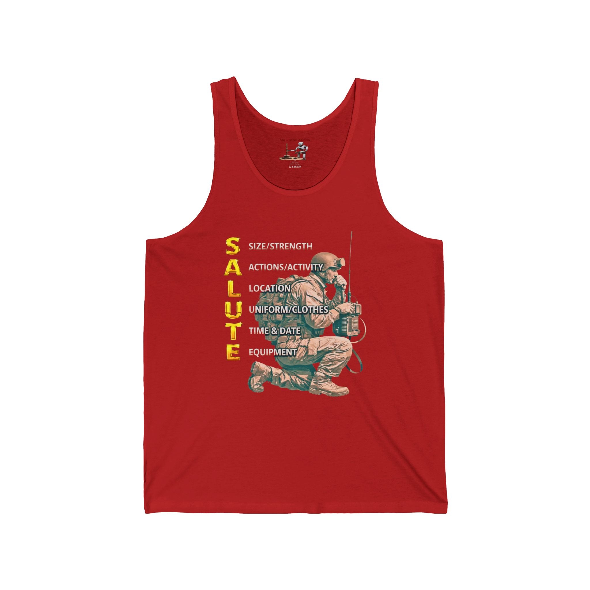 Salute Military Kneel Tank Top — Tactical Acronym Design for Veterans & Army Supporters