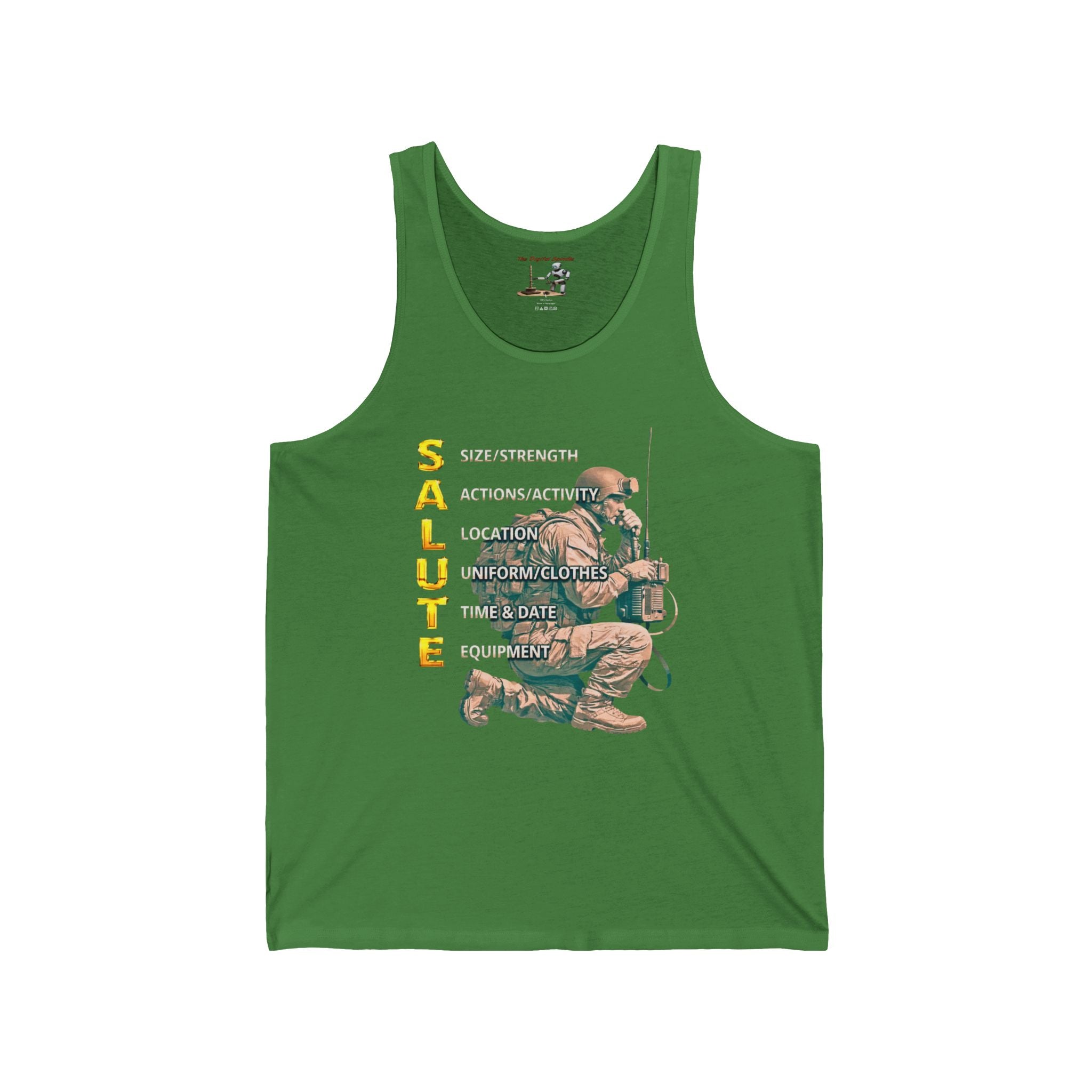 Salute Military Kneel Tank Top — Tactical Acronym Design for Veterans & Army Supporters