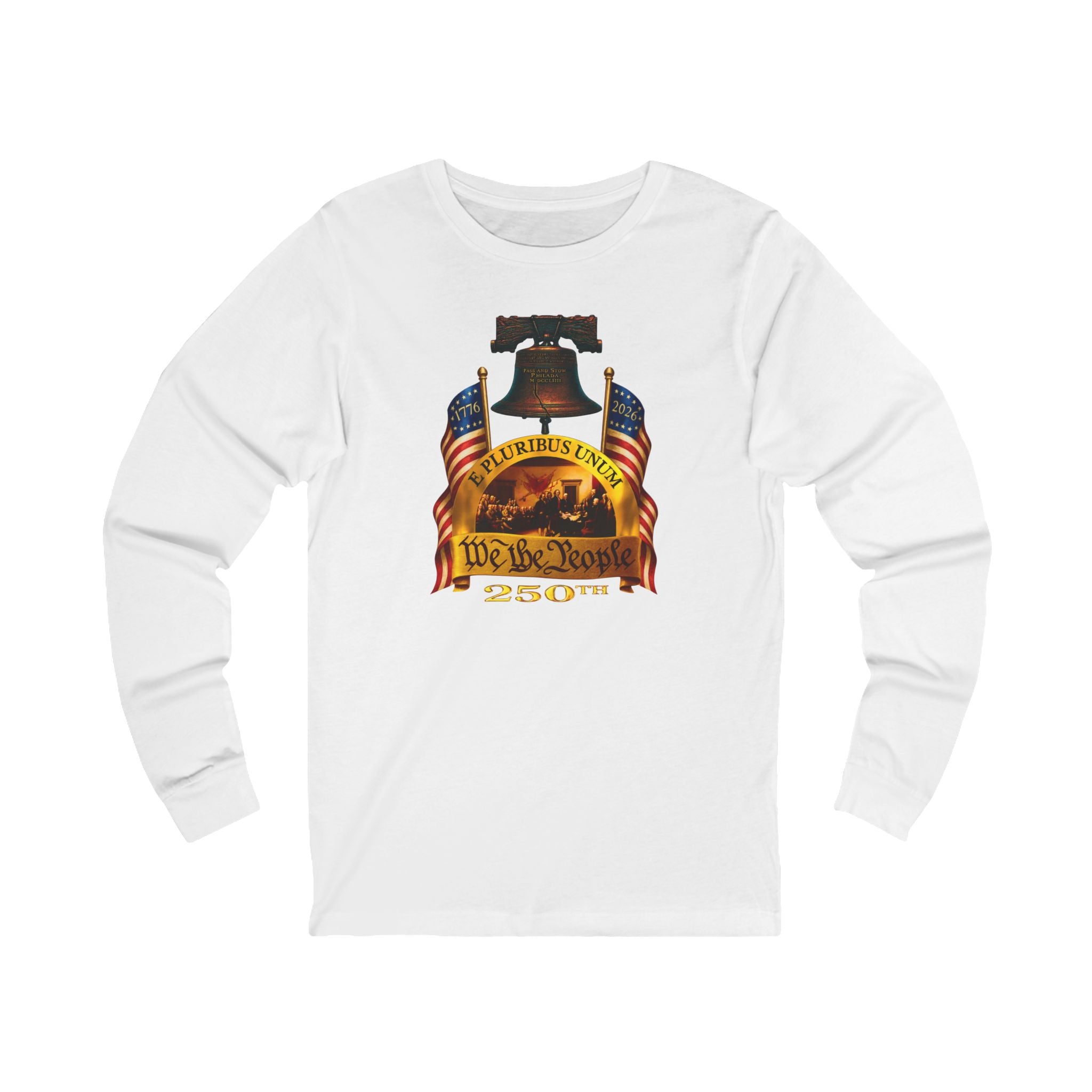 "We the People" Long Sleeve Tee – "We the People" Patriotic Flag & Liberty Bell Shirt