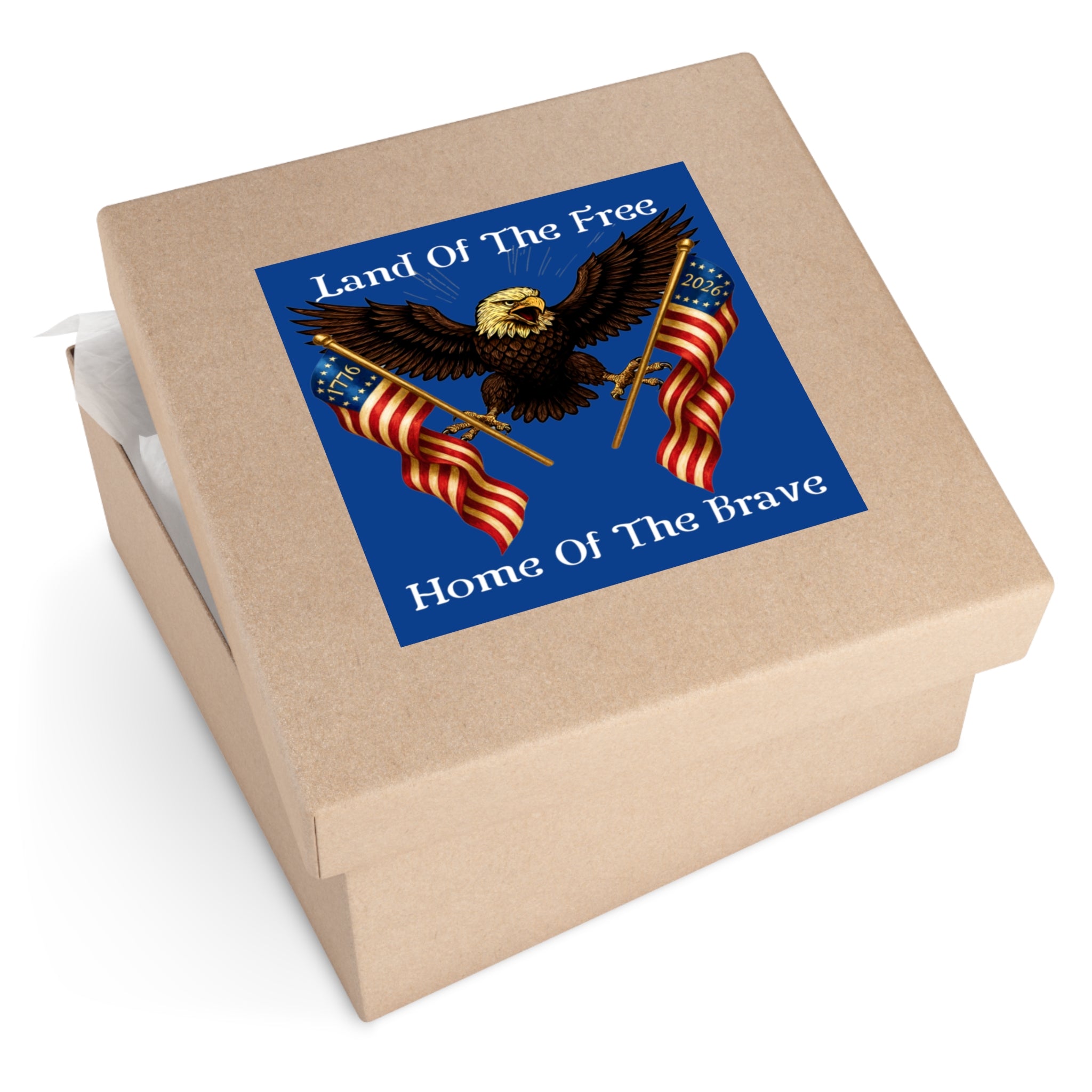 6" × 6" "Land of the Free, Home of the Brave" Square Sticker (Indoor/Outdoor)