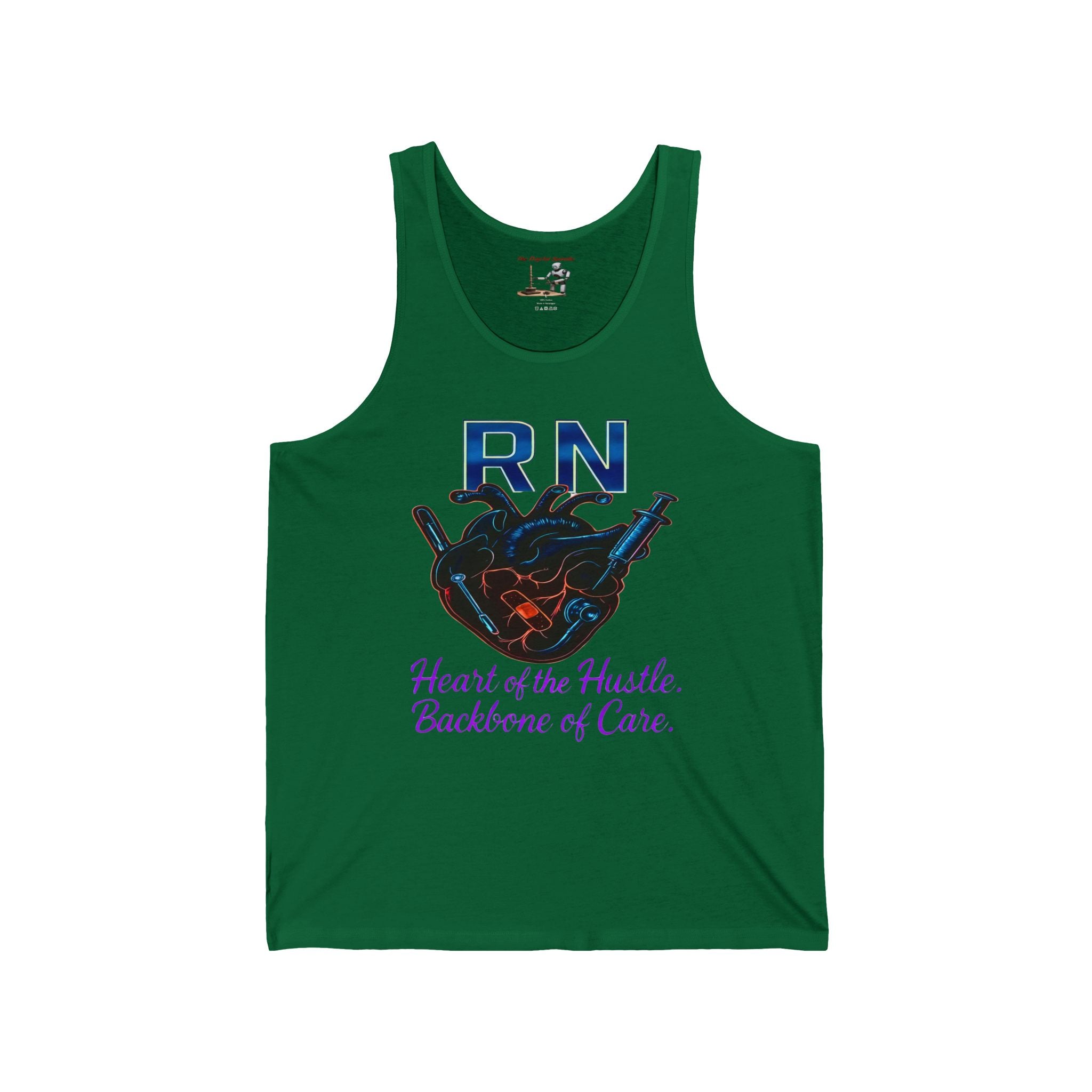 RN Heart Tank Top - "Heart of the Hustle, Backbone of Care" Nurse Tank