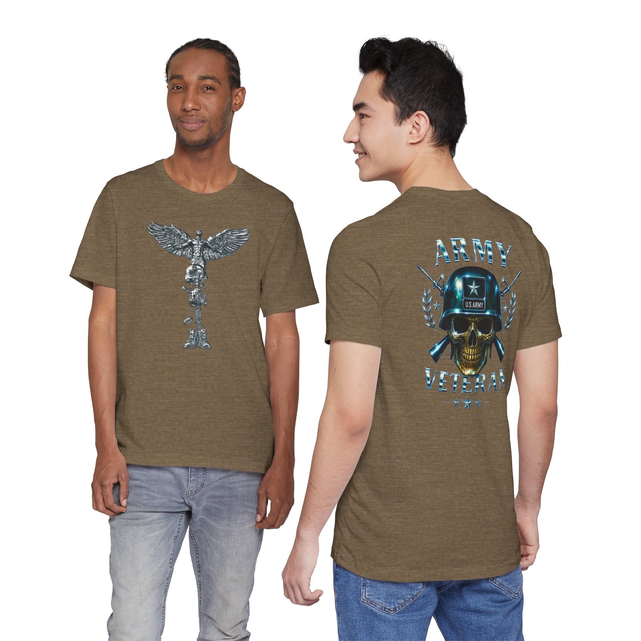Army Veteran T-Shirt — Skull Helmet & Wings Military Tribute Tee