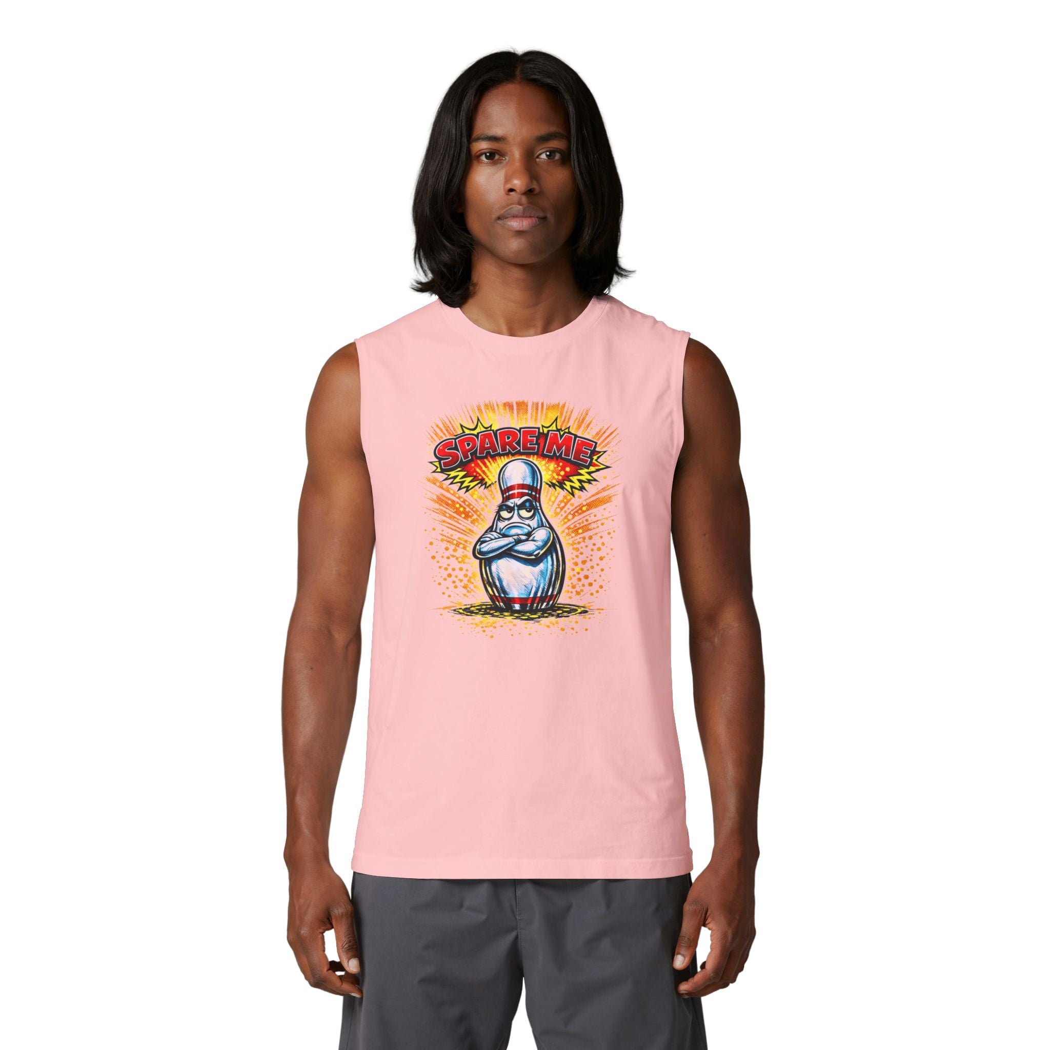 Spare Time Bowling Pin Tank Top — Retro Graphic Muscle Tank