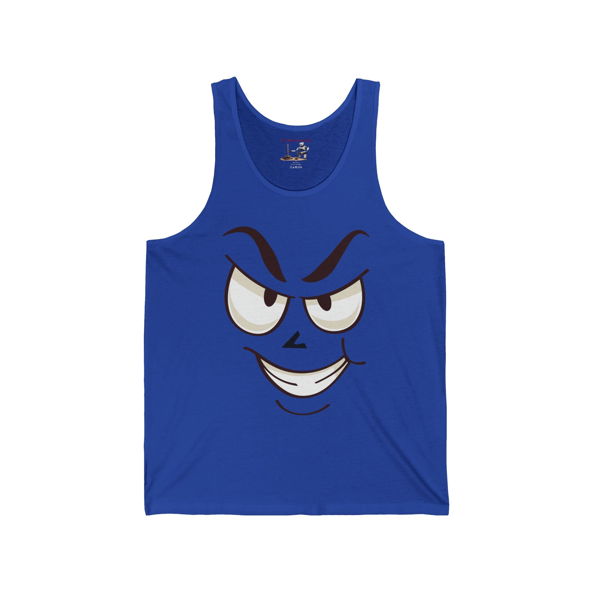 Mischievous Smirk Face Tank Top — Funny Cartoon Expression Graphic Tank