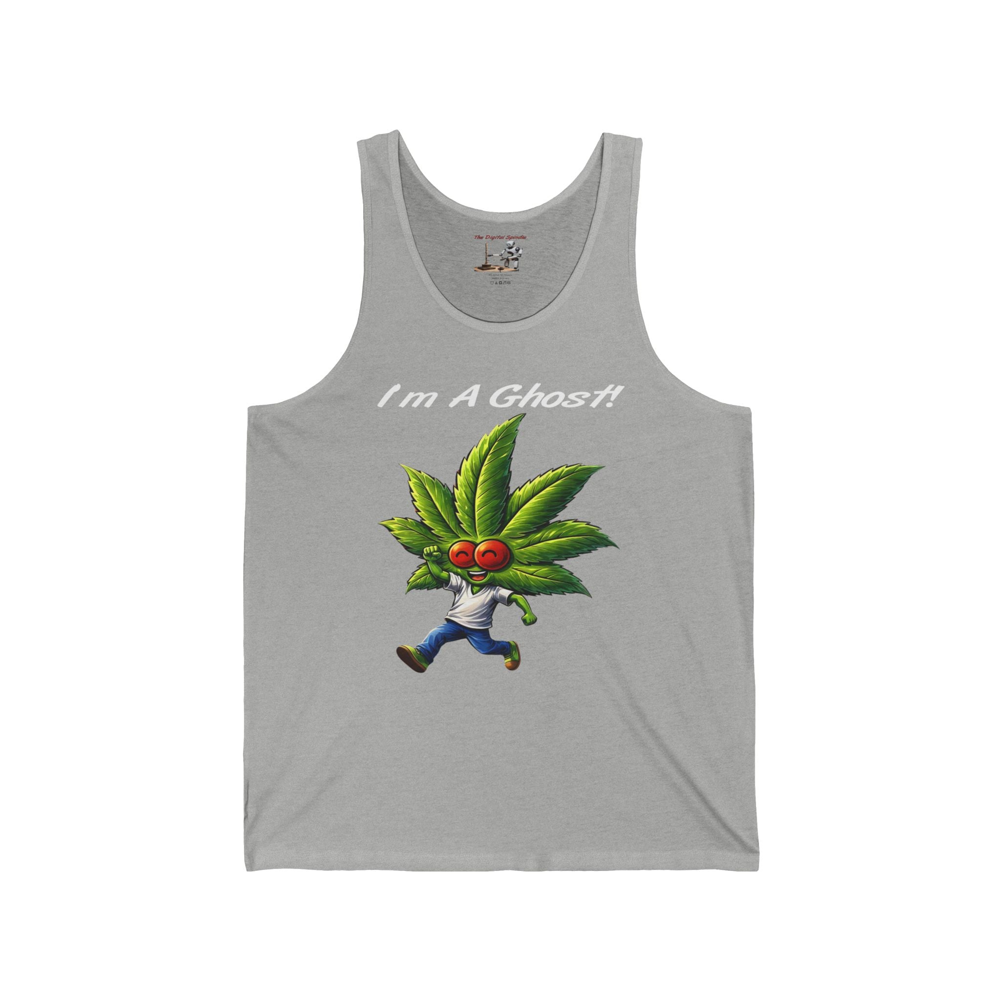 Tank Top — "I'm A Ghost" Cute Leaf Monster Graphic Tank for Stoner/Novice Cannabis Fans
