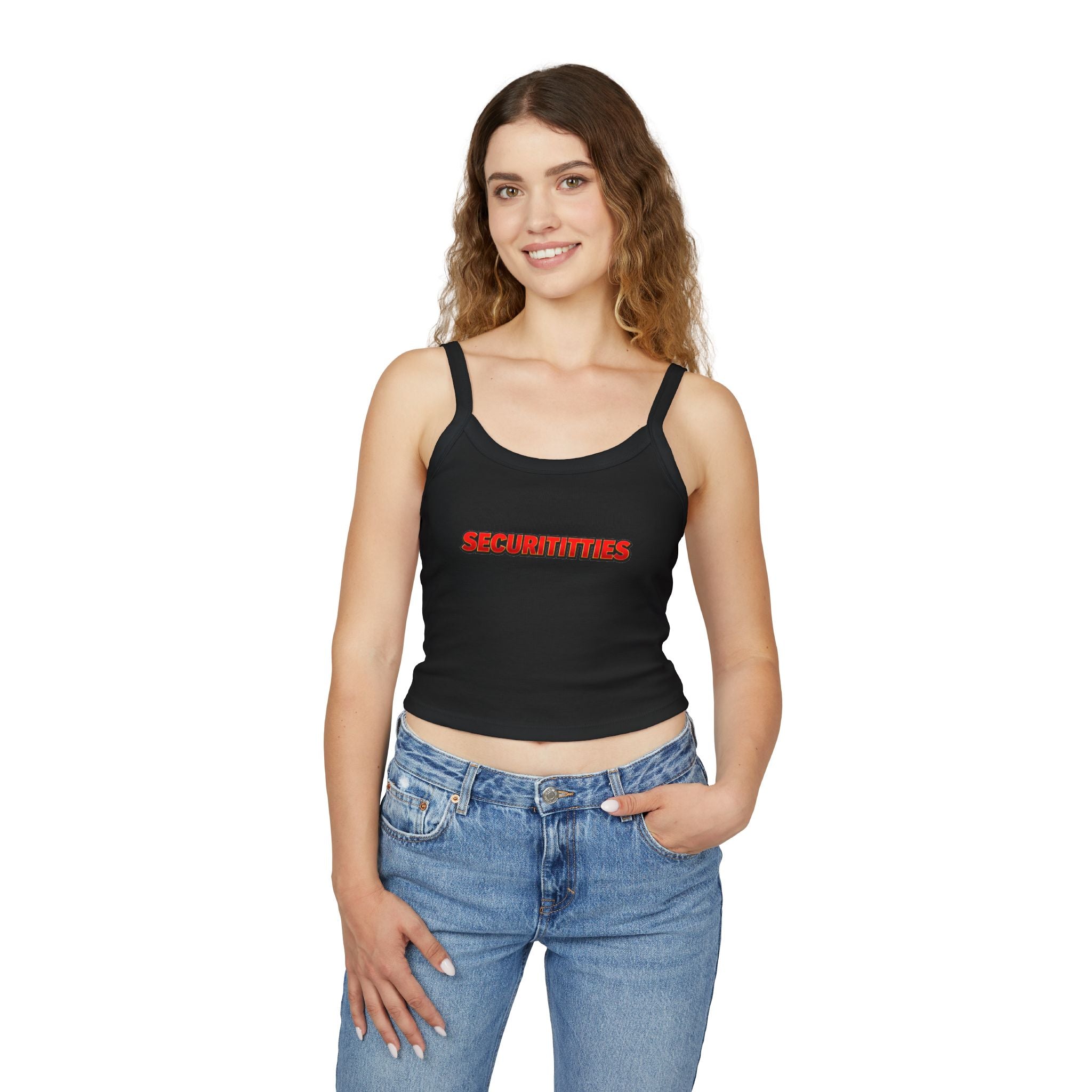 Securititties Crop Tank Top – Funny Bold Graphic Women's Spaghetti Strap