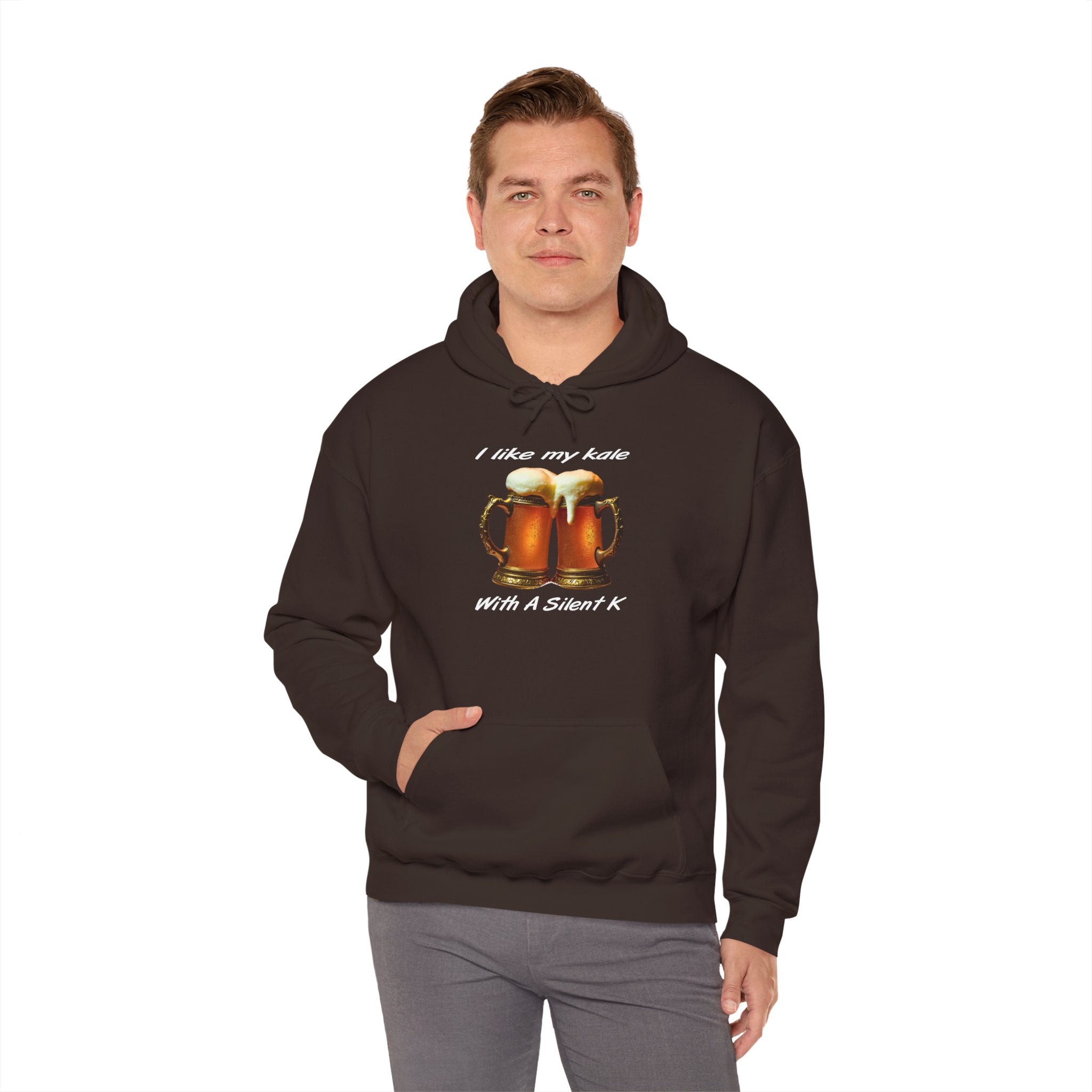 Hoodie - "I Like My Kale With A Silent K" Beer Cheers Graphic Hoodie