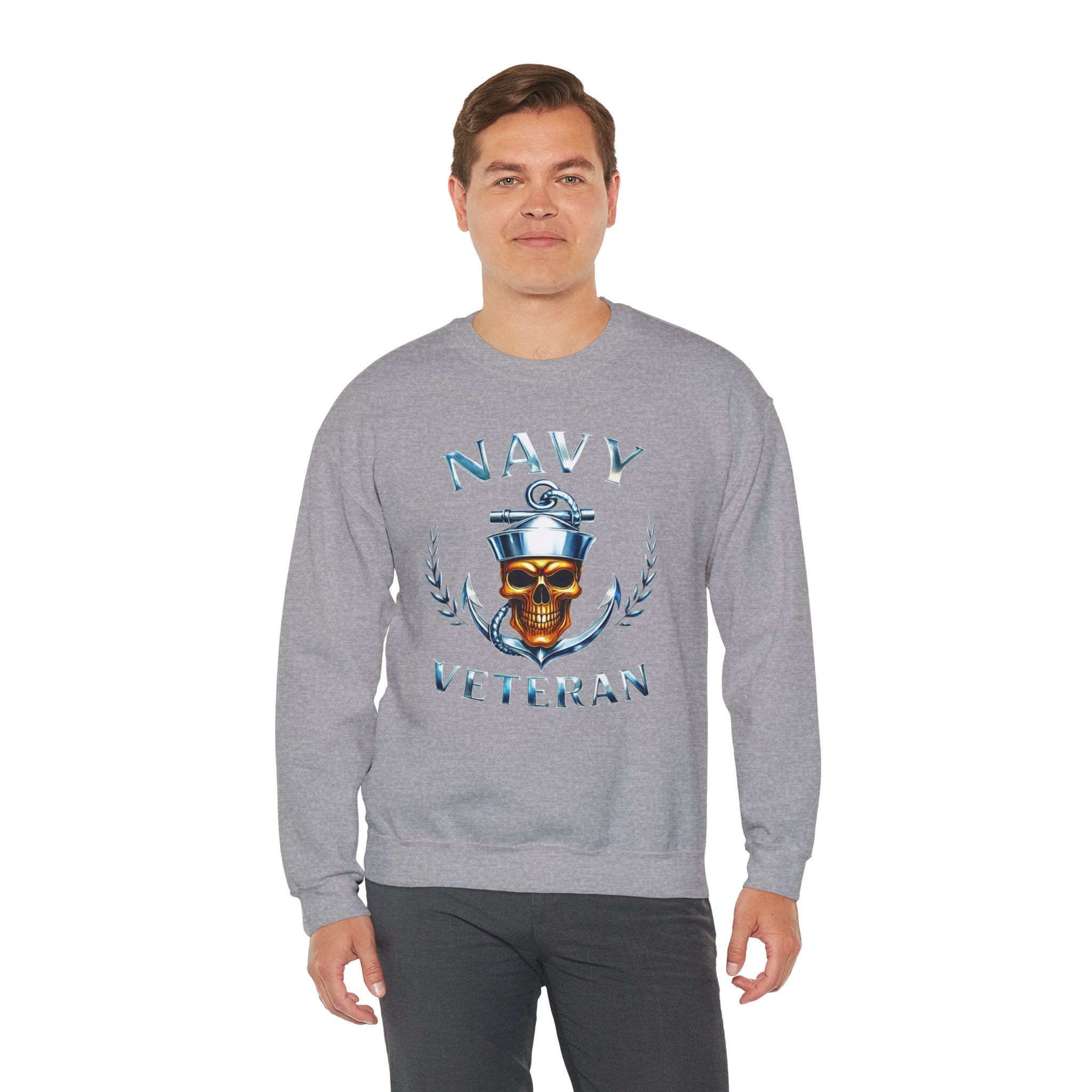 Navy Veteran Skull Anchor Crewneck Sweatshirt