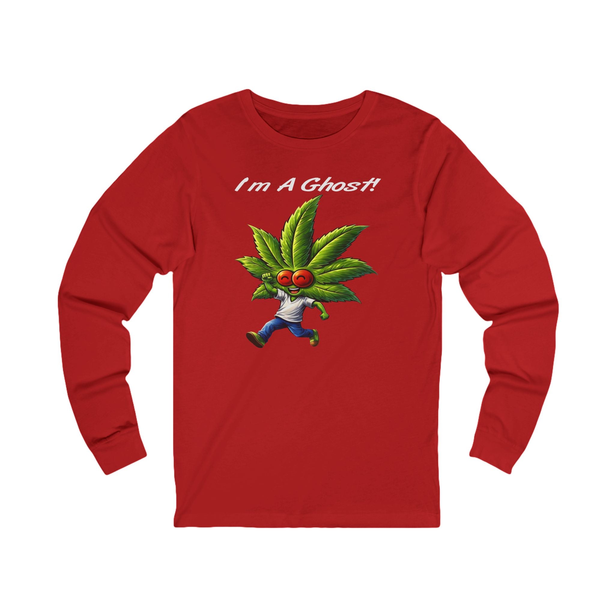 I'm A Ghost! Long Sleeve Tee — Playful Cannabis Leaf Character Shirt
