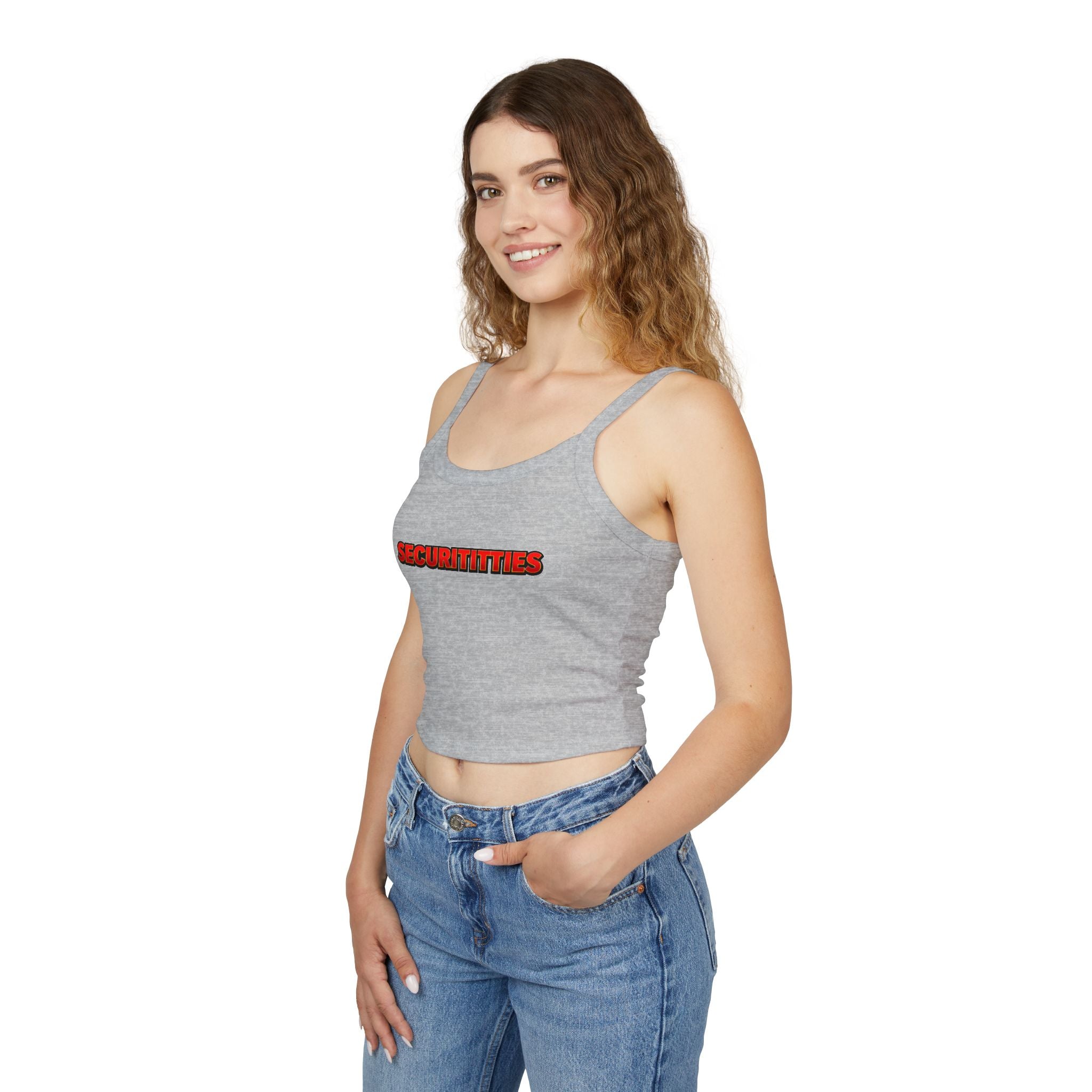 Securititties Crop Tank Top – Funny Bold Graphic Women's Spaghetti Strap