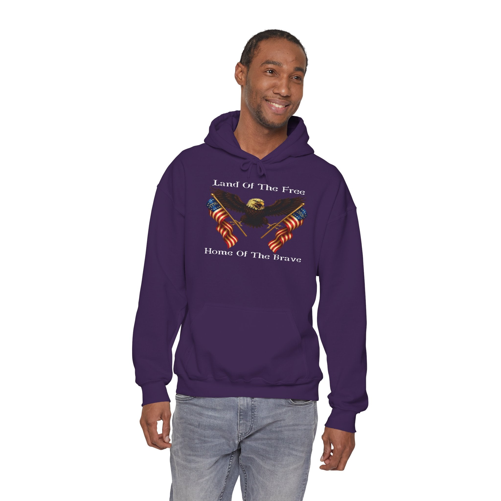 "Land of the Free, Home of the Brave" Hoodie - American Flag Eagle Sweatshirt