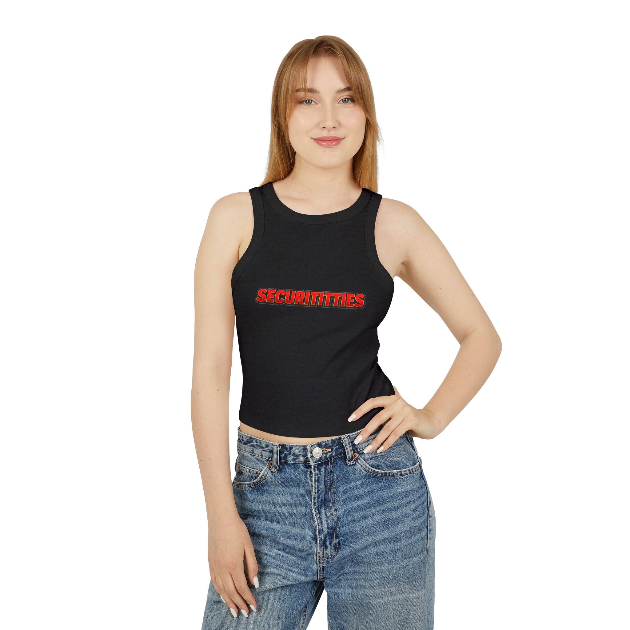SECURITITTIES Racer Tank Top — Bold Graphic Women's Crop Tank