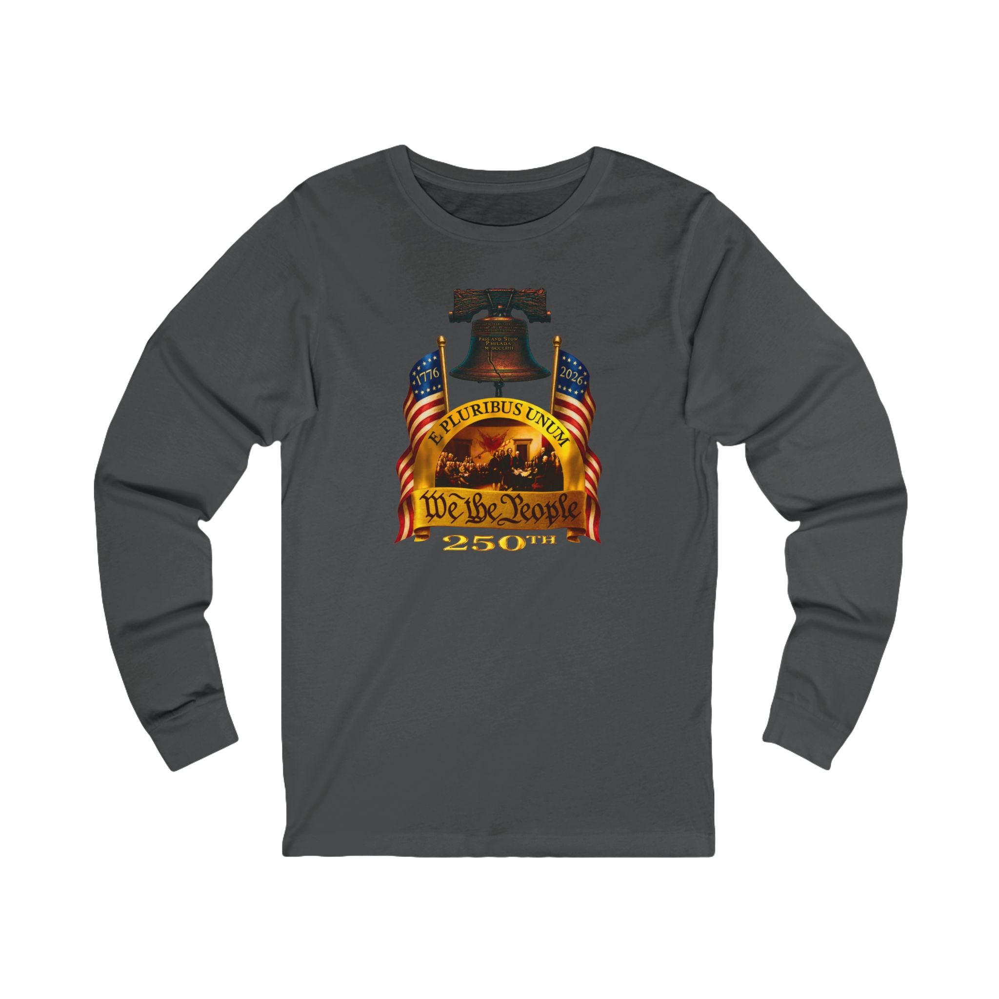 "We the People" Long Sleeve Tee – "We the People" Patriotic Flag & Liberty Bell Shirt