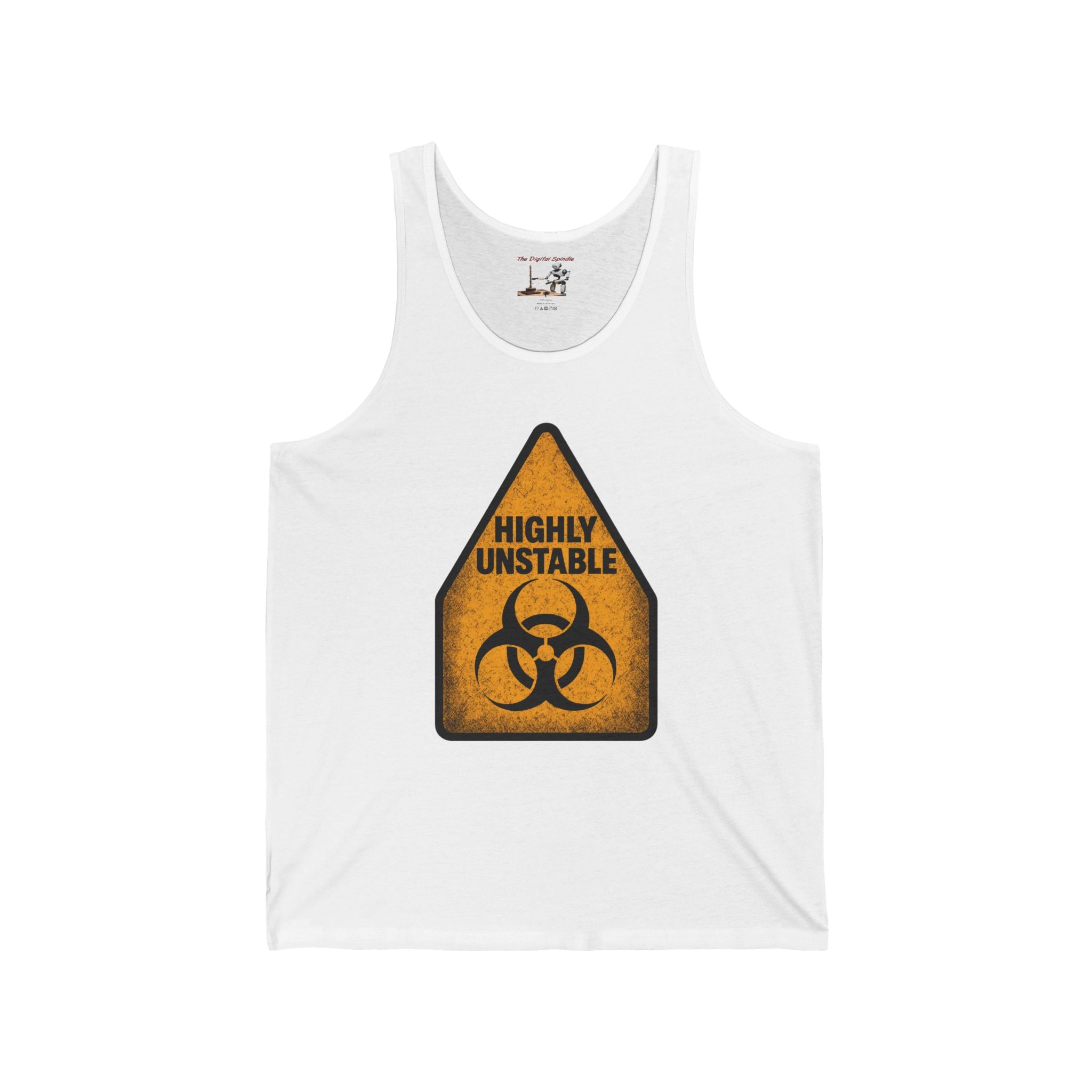 Highly Unstable Biohazard Tank Top – Funny Warning Graphic Muscle Tee