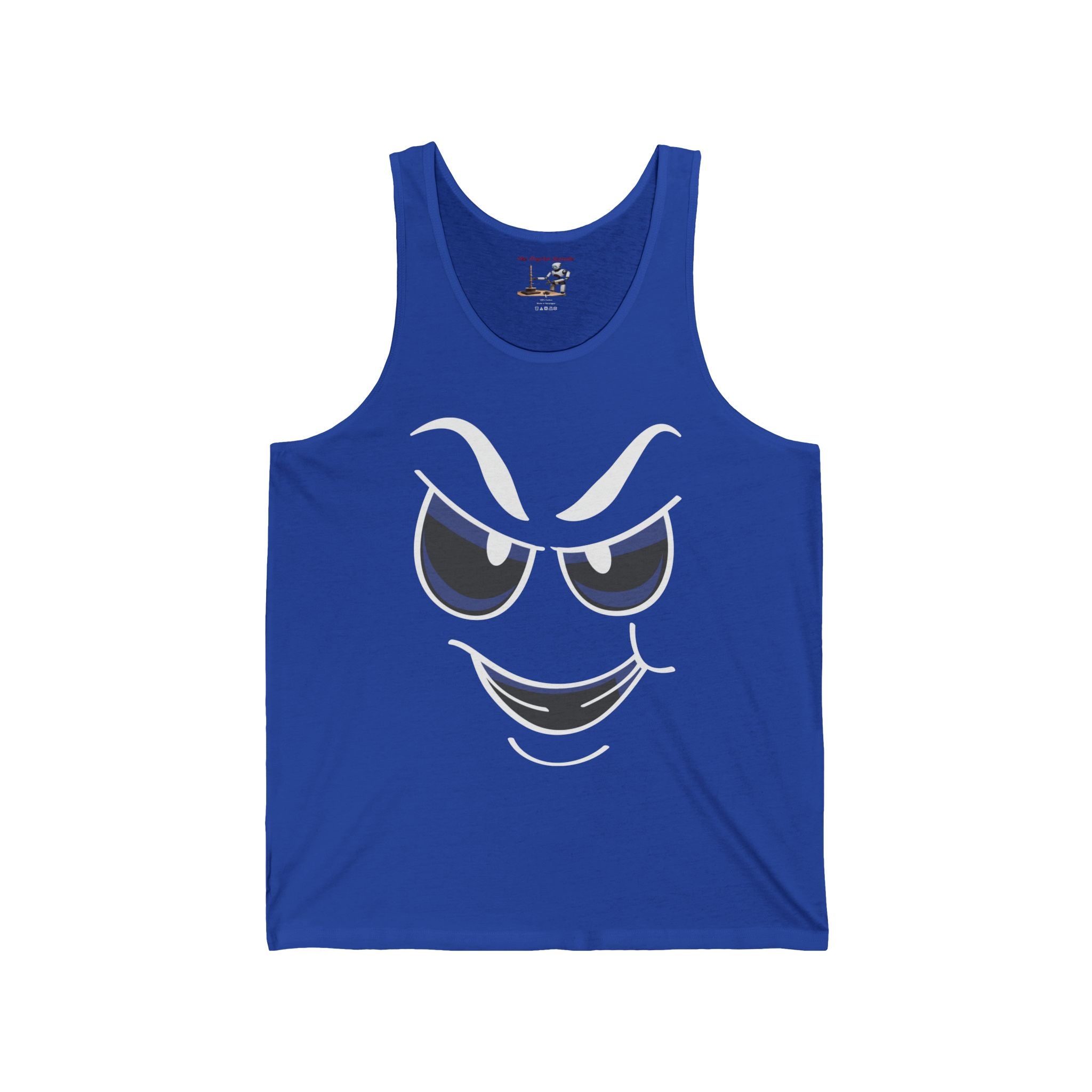 Smirking Face Tank Top — Playful Grin Graphic Sleeveless Tee