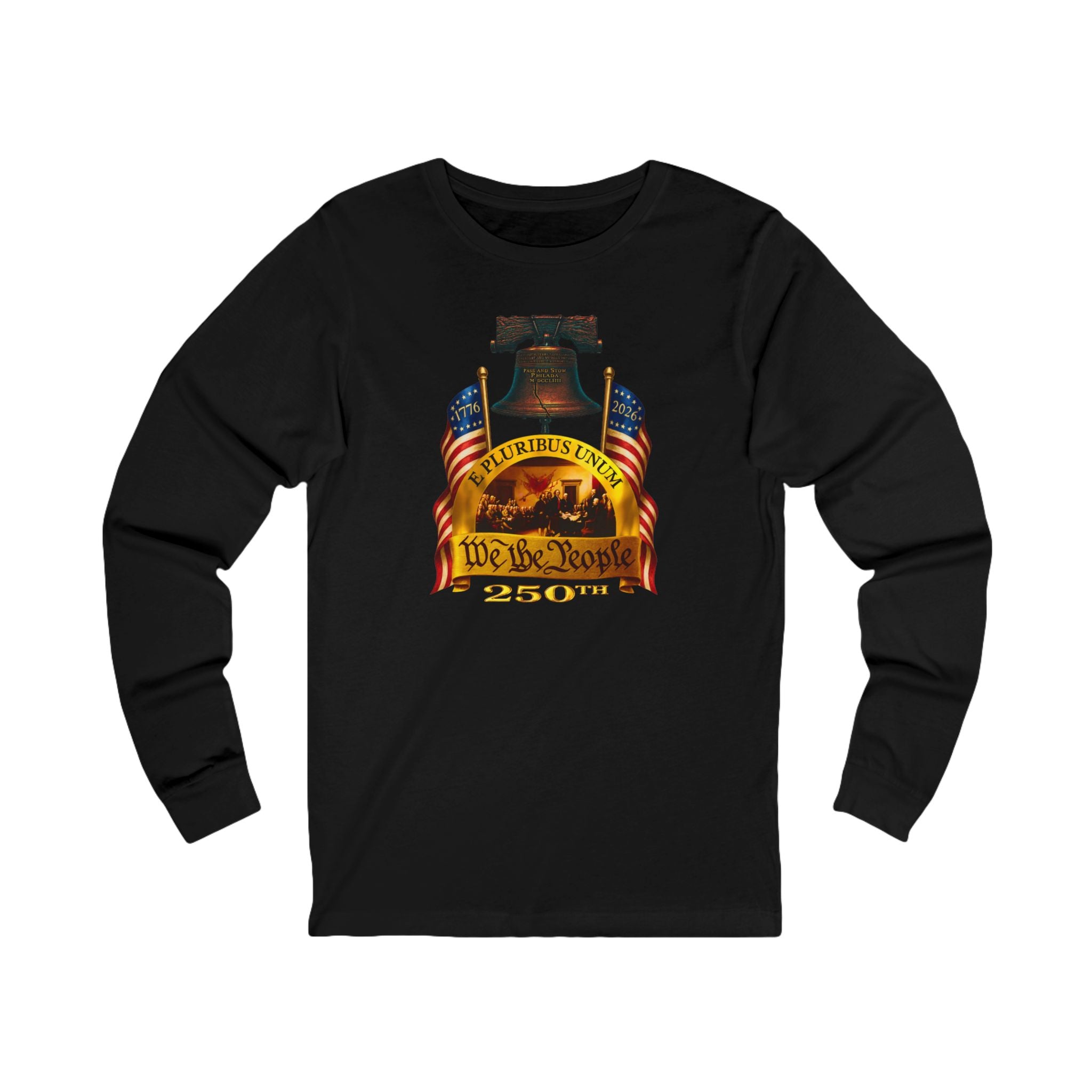 "We the People" Long Sleeve Tee – "We the People" Patriotic Flag & Liberty Bell Shirt