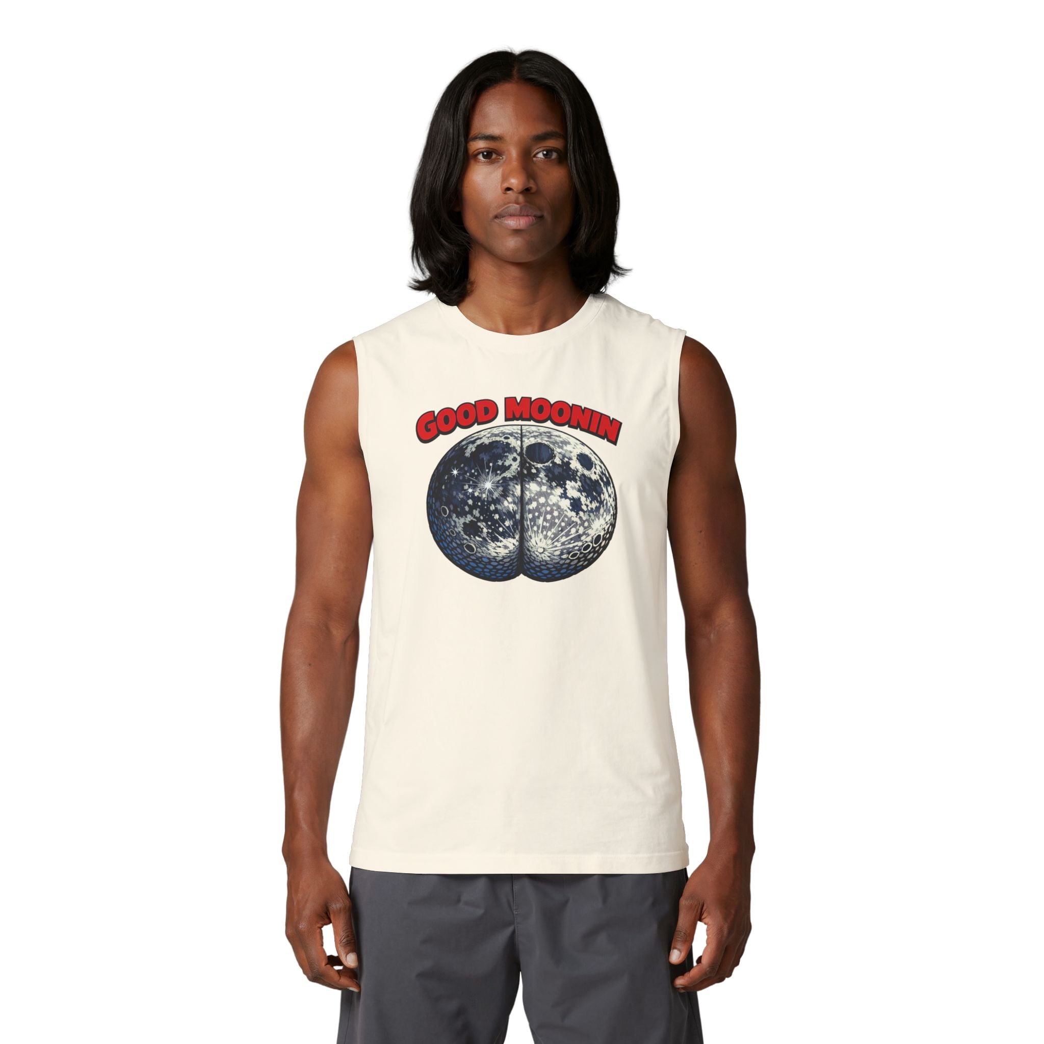 Muscle Tank "Good Moonin" Vintage Moon Graphic