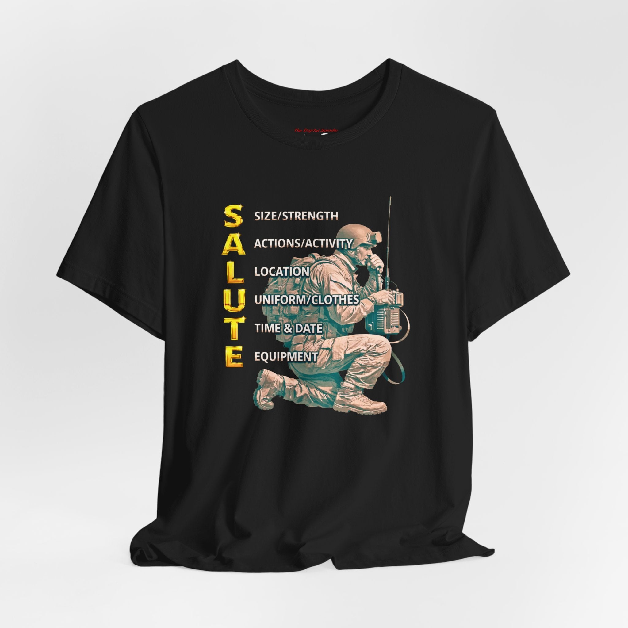 Salute Tactical Tee — Kneeling Soldier Graphic Military Tribute Shirt