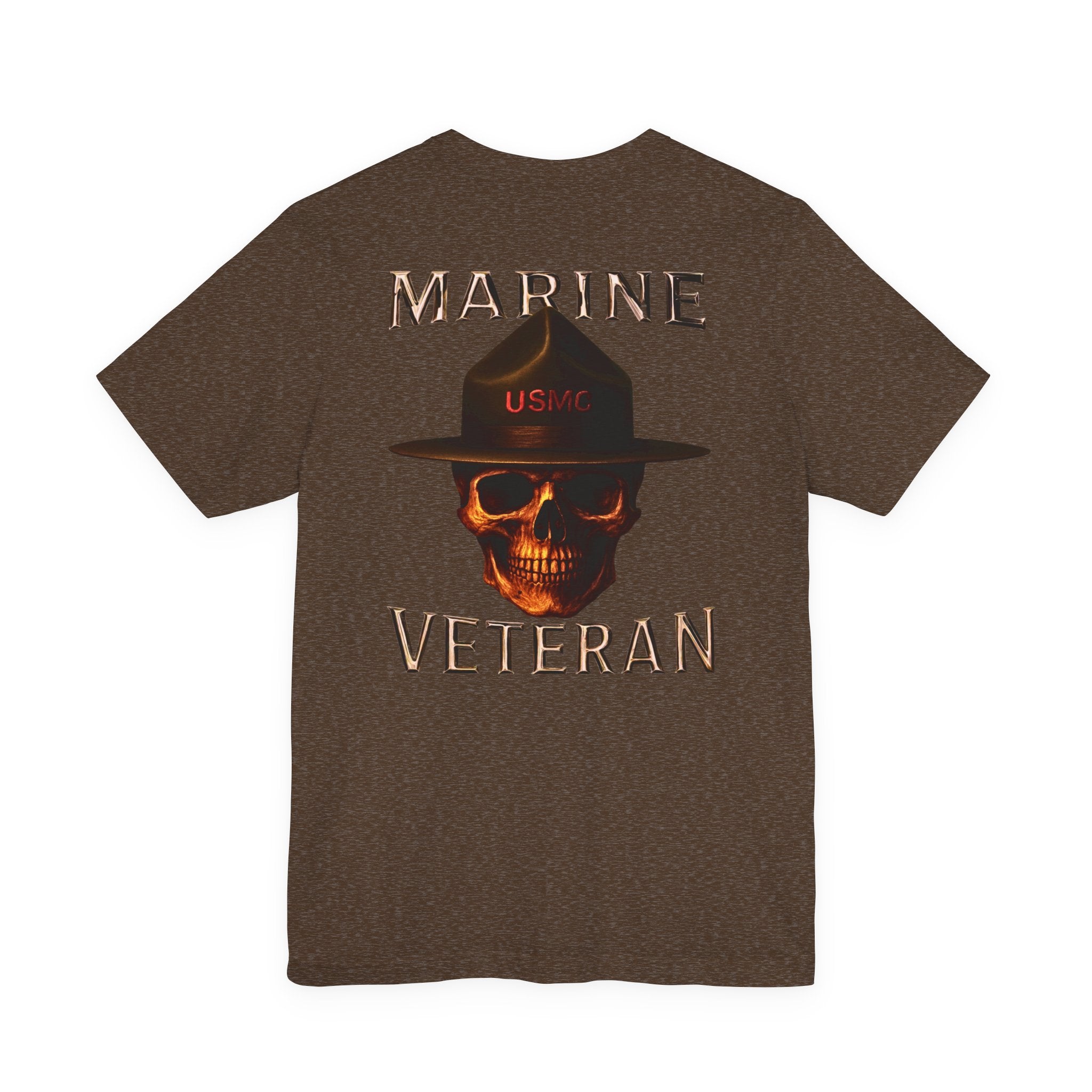 Marine Veteran Skull T‑Shirt — USMC Drill Instructor Hat Design