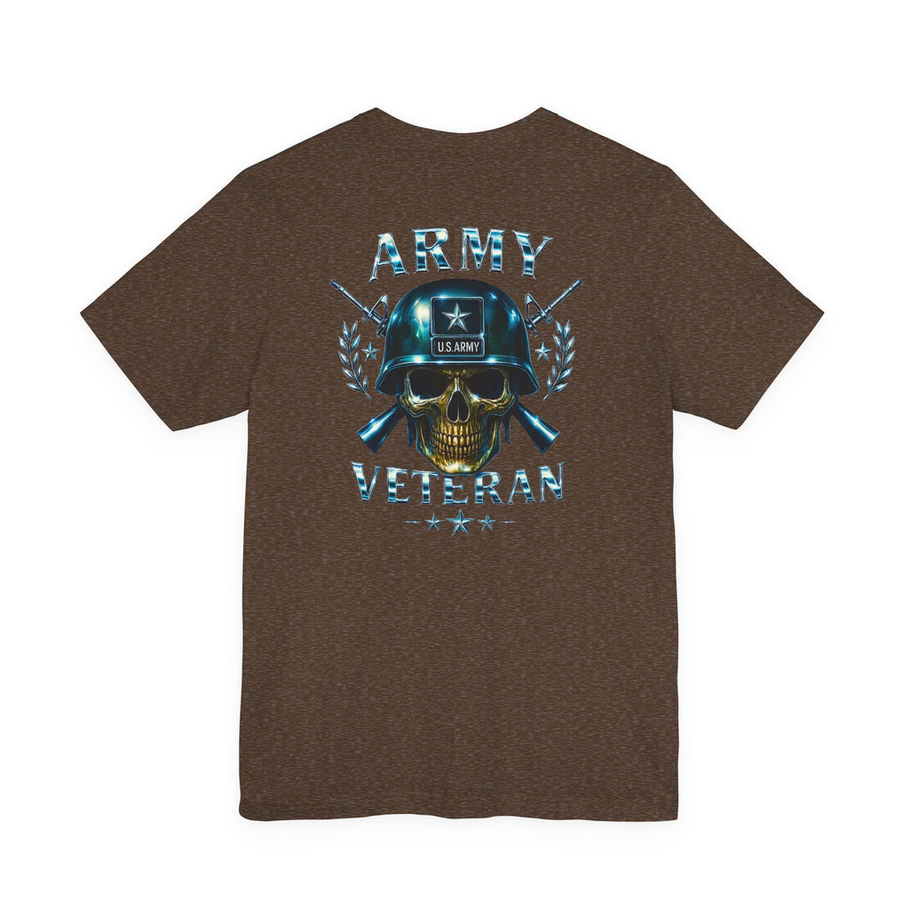 Army Veteran T-Shirt — Skull Helmet & Wings Military Tribute Tee