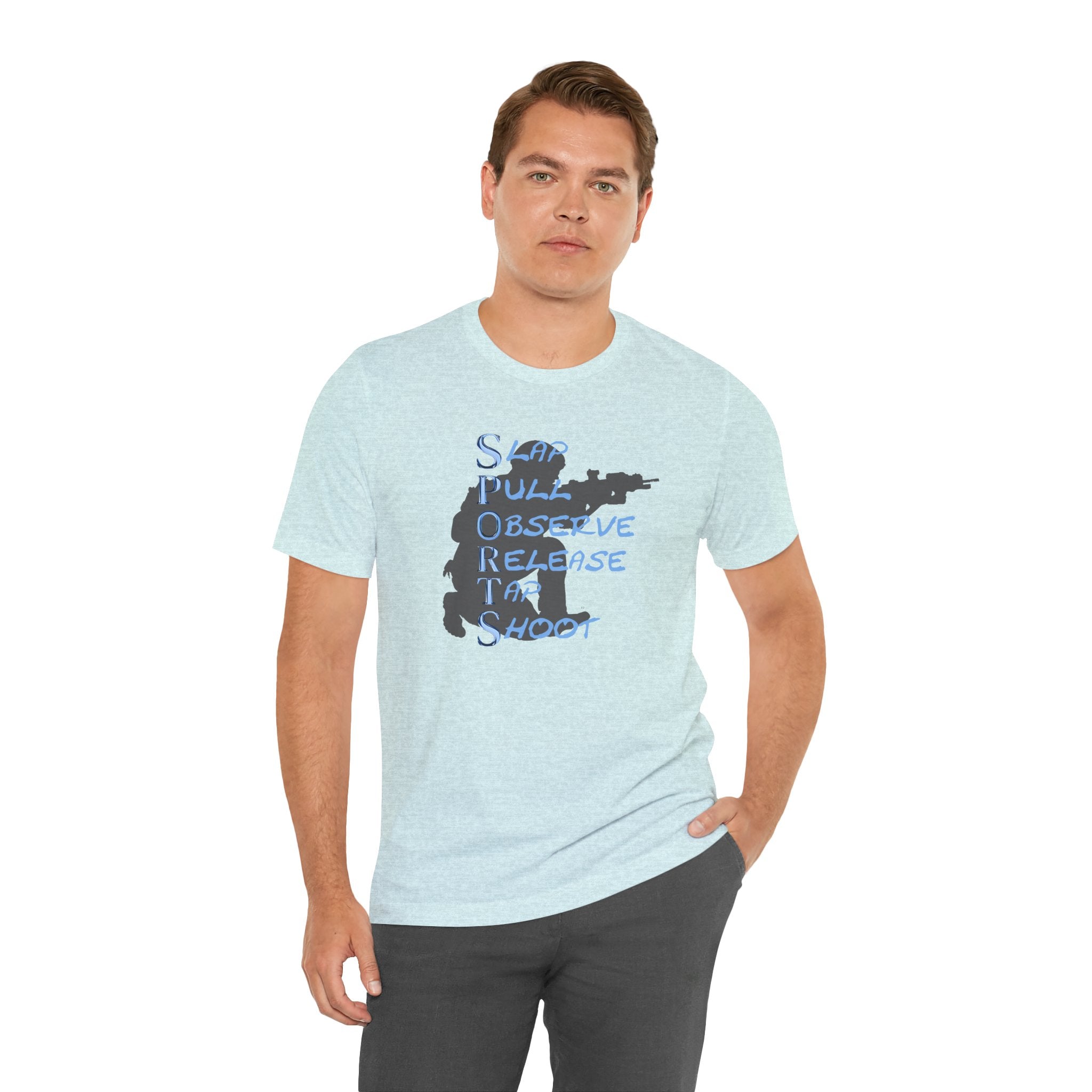 SPORTS - T-Shirt — "Stop, Pull, Observe, Release, Tap, Shoot"