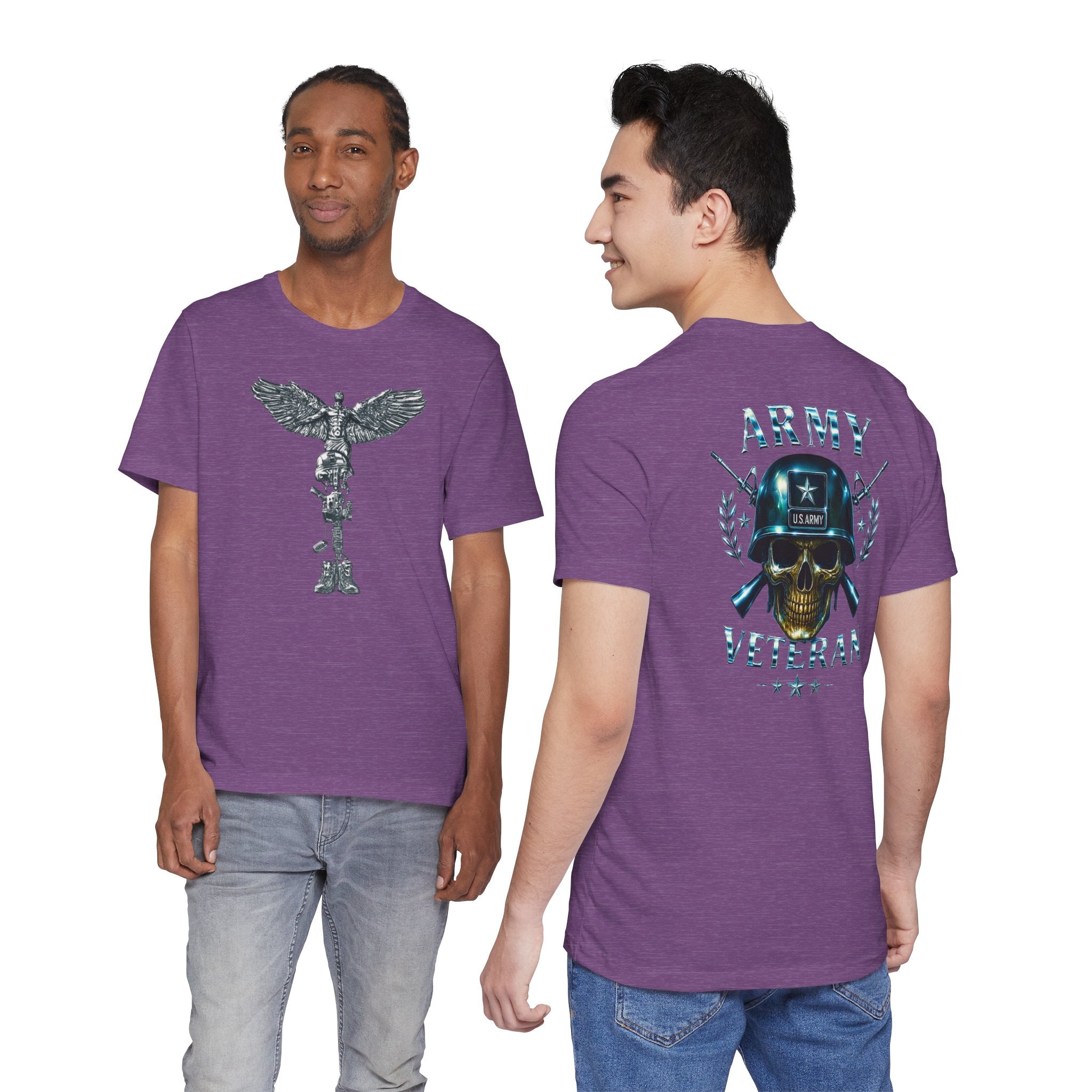 Army Veteran T-Shirt — Skull Helmet & Wings Military Tribute Tee