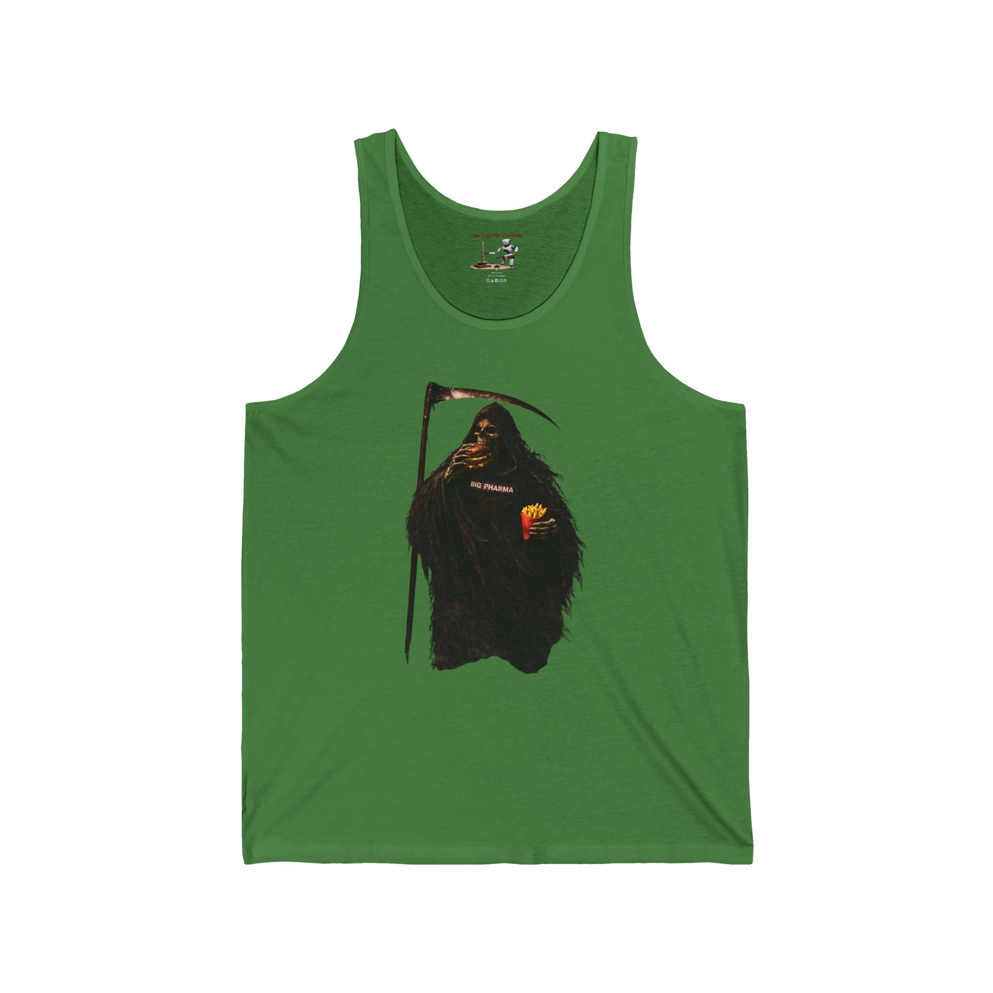 Grim Reaper Graphic Tank – Dark Humor Scythe & Candy Design