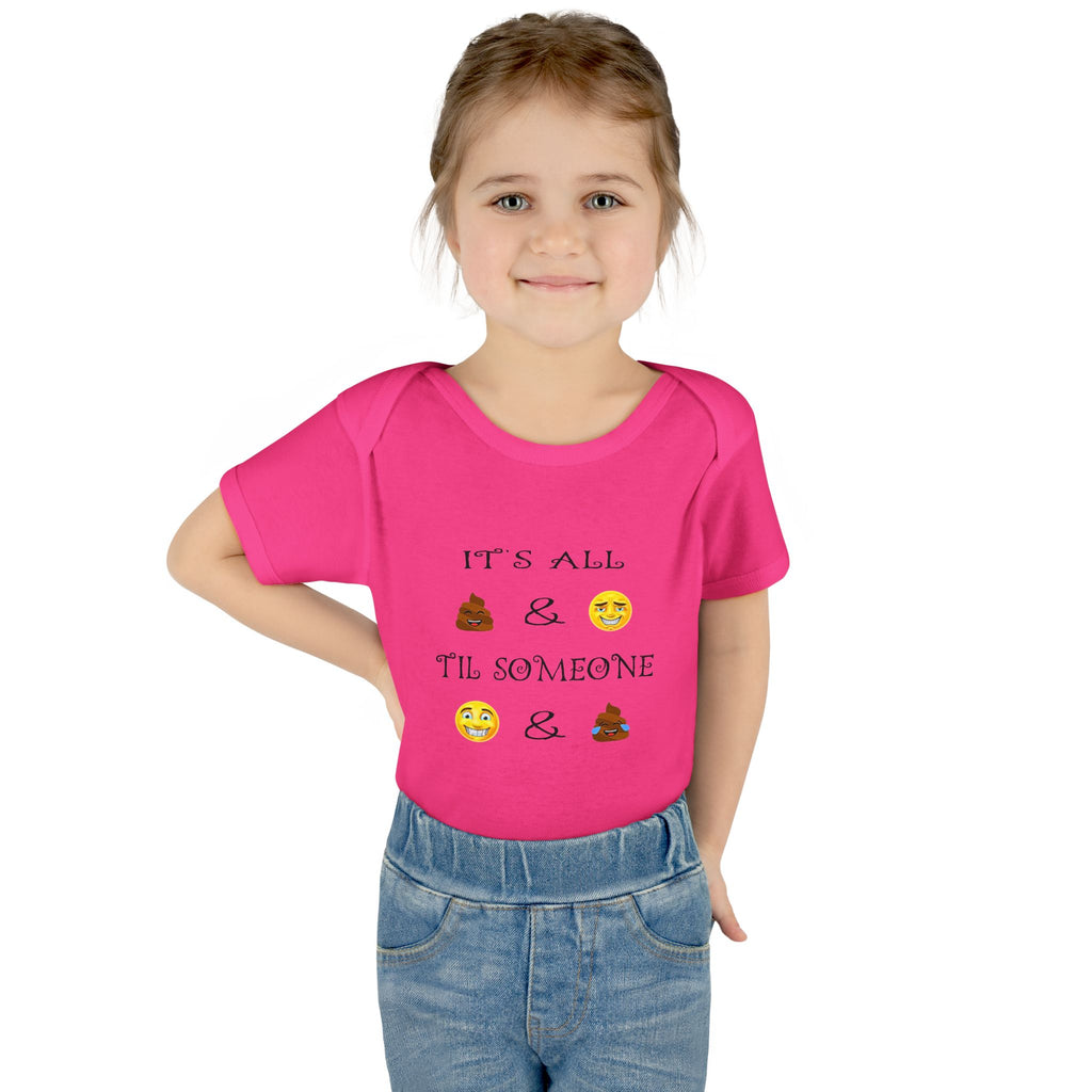 "It's All & 'Til Someone" Poop & Emoji Funny Baby Onesie