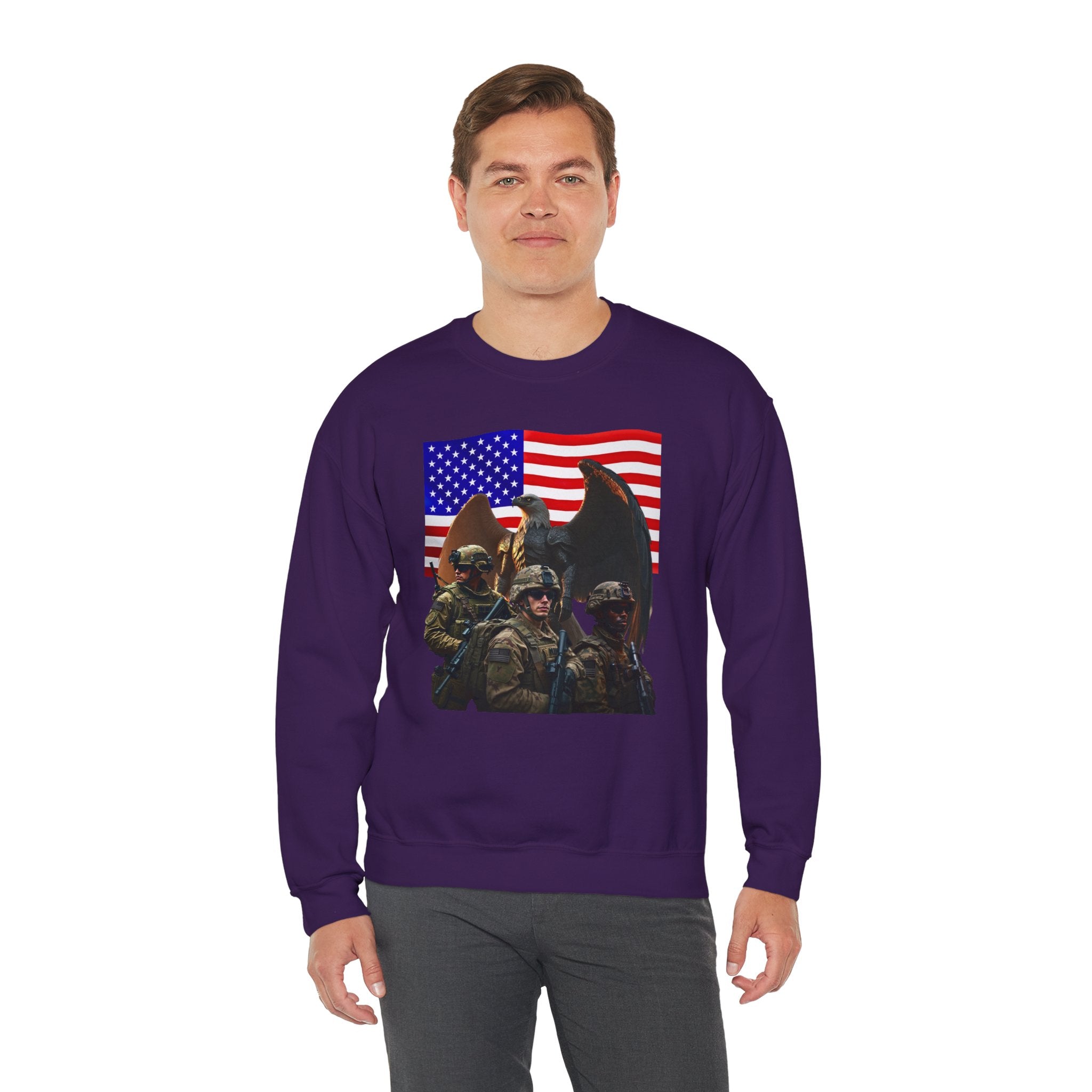 Eagle On Watch Soldiers Sweatshirt — Patriotic Military Crewneck