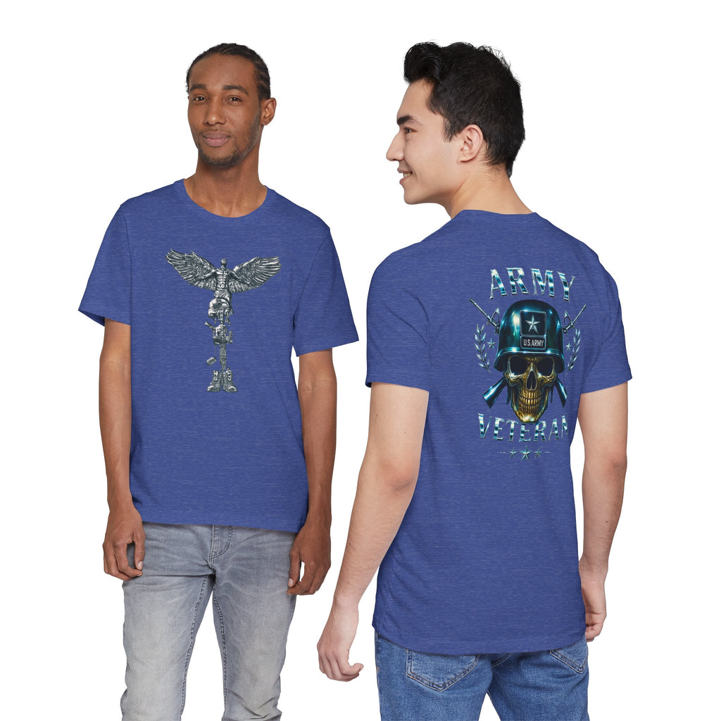 Army Veteran T-Shirt — Skull Helmet & Wings Military Tribute Tee