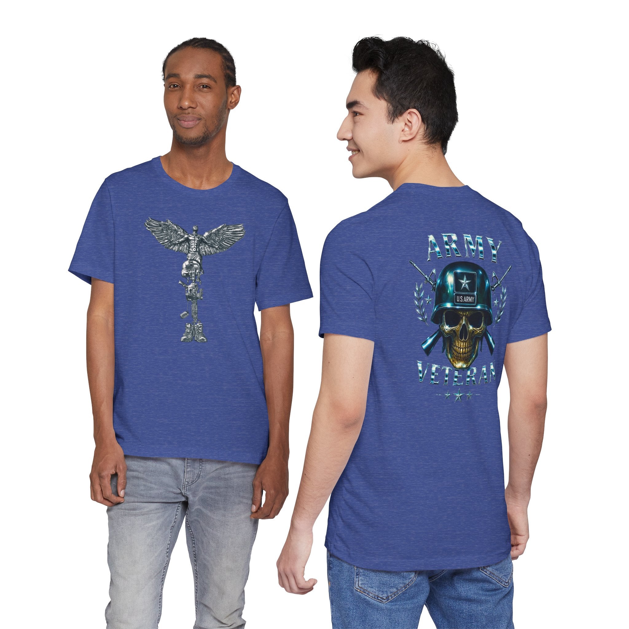 Army Veteran T-Shirt — Skull Helmet & Wings Military Tribute Tee