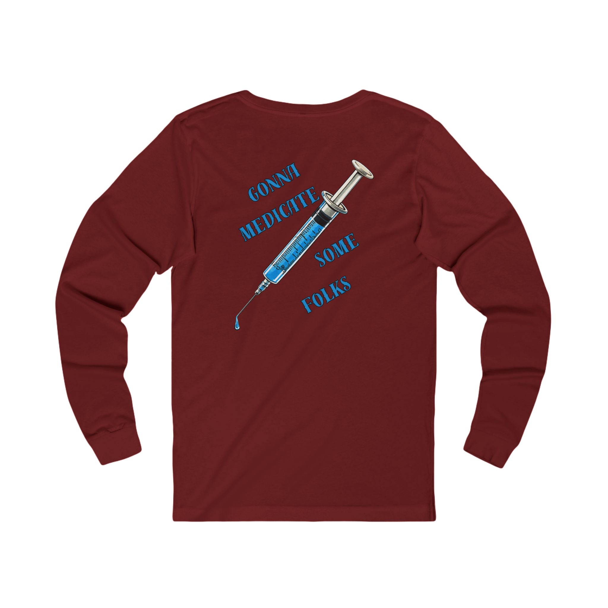 Laughter Is The Best Medicine Front And Back Long Sleeve Tee — Funny Medical Caduceus Shirt
