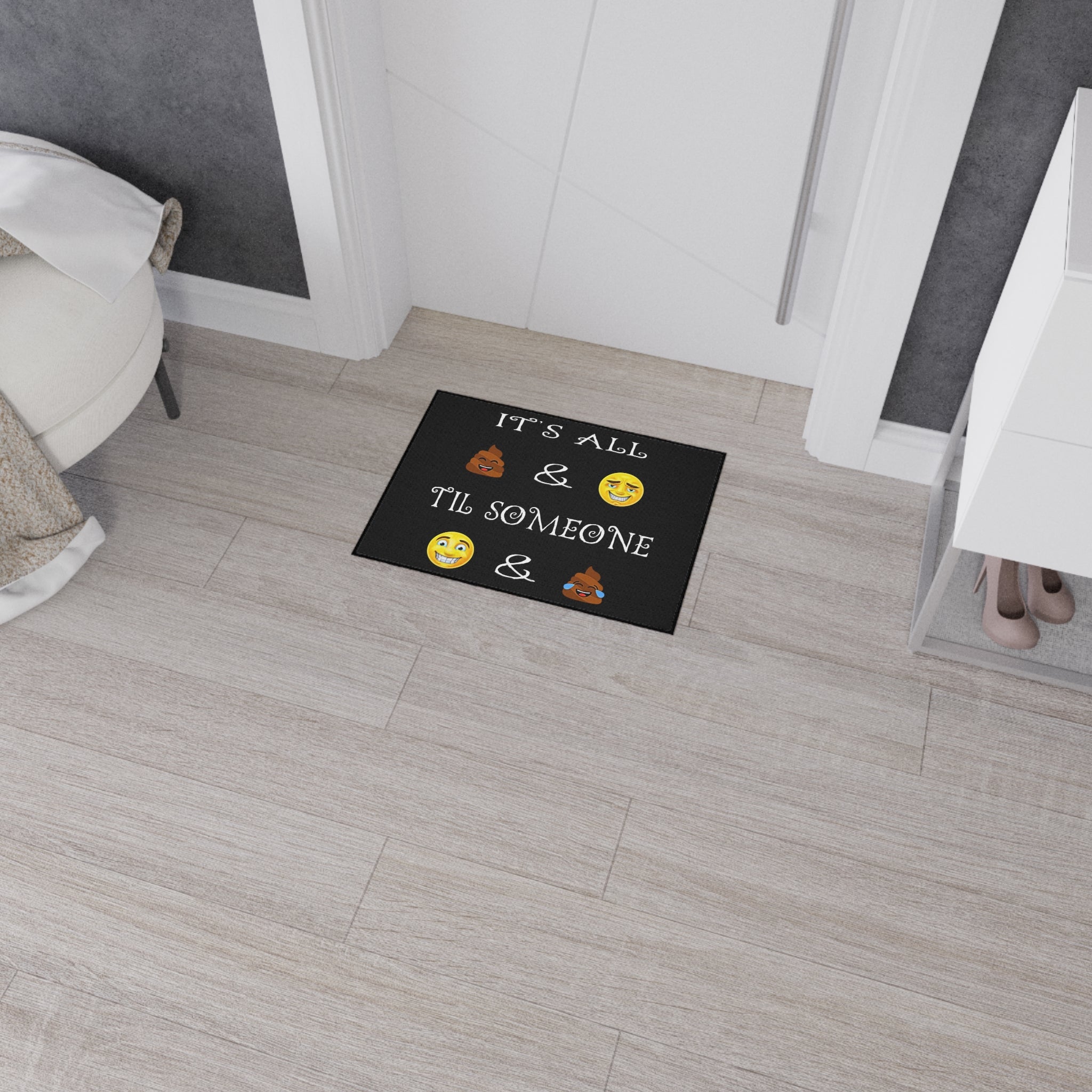 18" × 24" Funny Poop & Smile Emoji Phrase Floor Mat