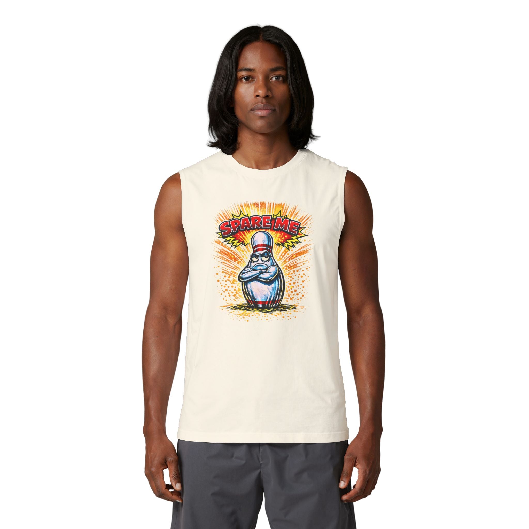 Spare Time Bowling Pin Tank Top — Retro Graphic Muscle Tank