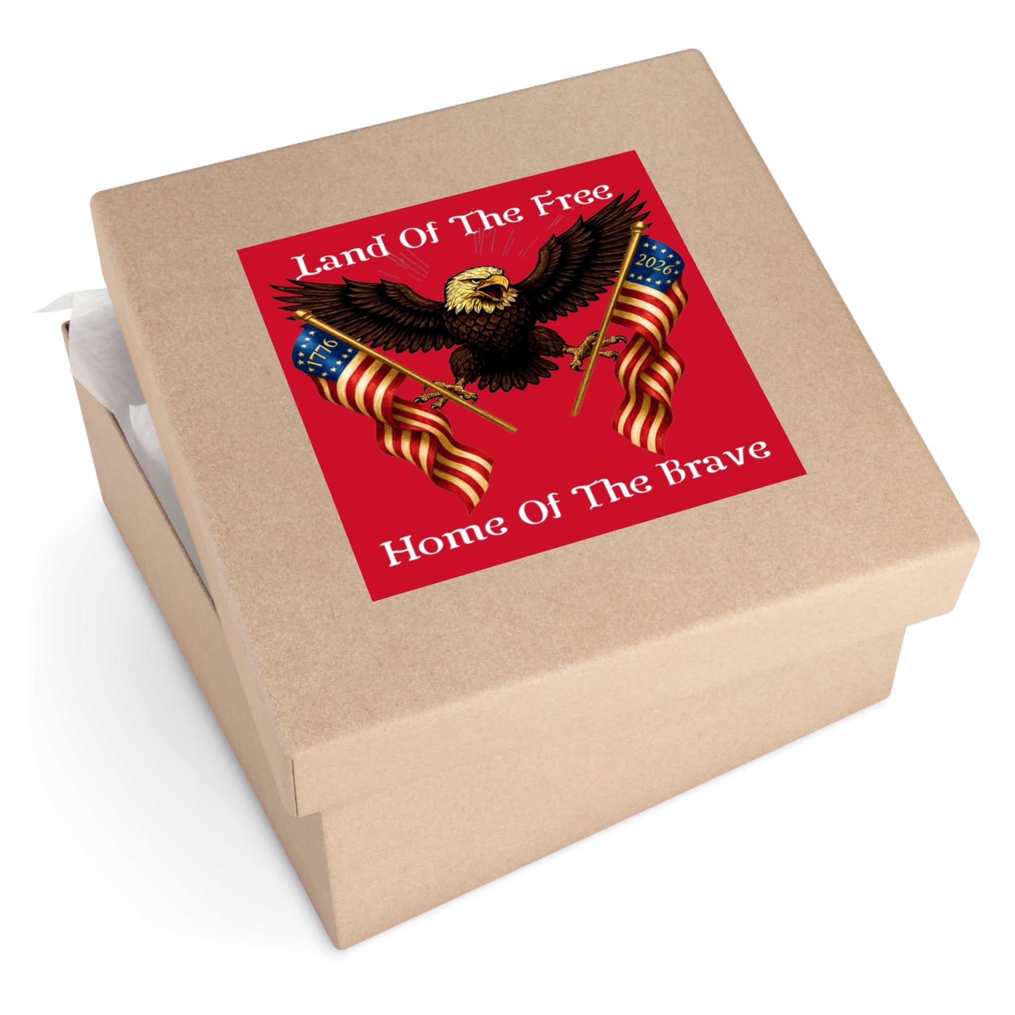 6" × 6" "Land of the Free, Home of the Brave" Square Sticker (Indoor/Outdoor)