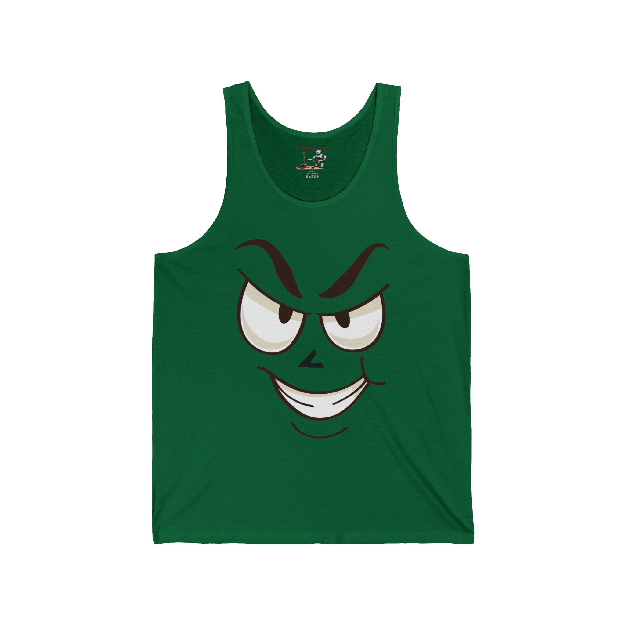 Mischievous Smirk Face Tank Top — Funny Cartoon Expression Graphic Tank