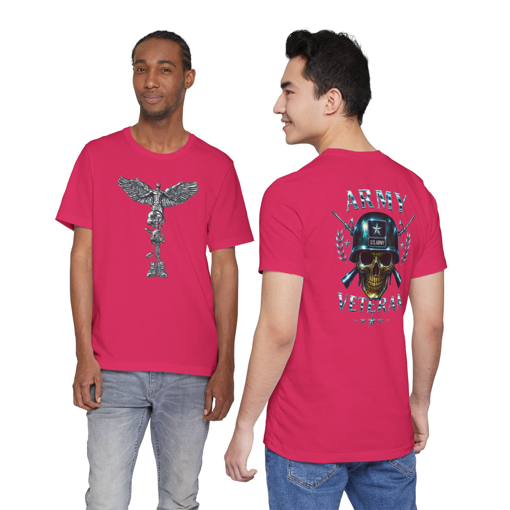 Army Veteran T-Shirt — Skull Helmet & Wings Military Tribute Tee