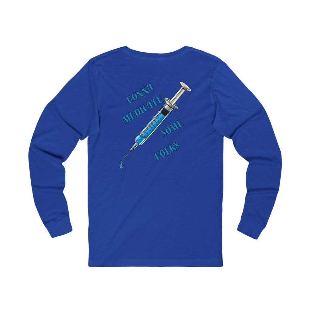 Laughter Is The Best Medicine Front And Back Long Sleeve Tee — Funny Medical Caduceus Shirt
