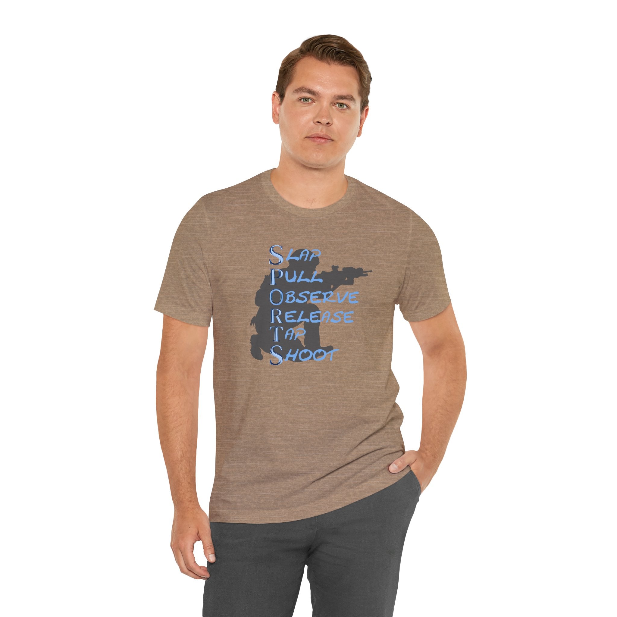 SPORTS - T-Shirt — "Stop, Pull, Observe, Release, Tap, Shoot"