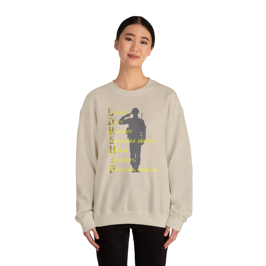 Leadership Military Salute Crewneck Sweatshirt — LDRSHIP Values Design
