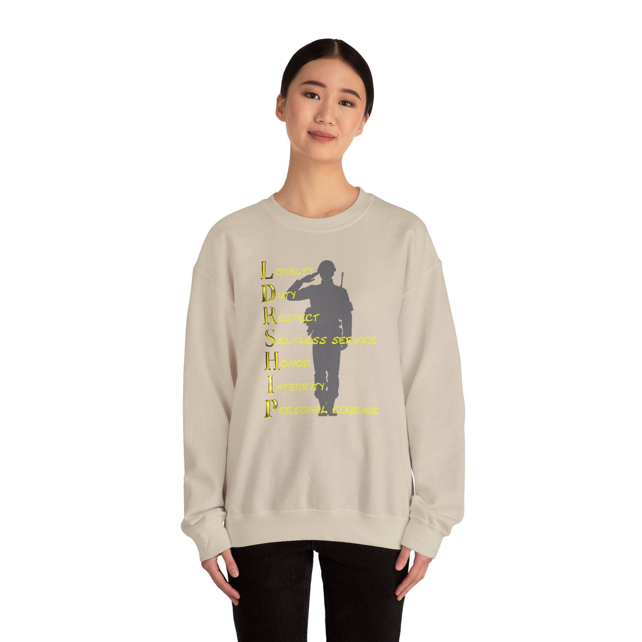 Leadership Military Salute Crewneck Sweatshirt — LDRSHIP Values Design