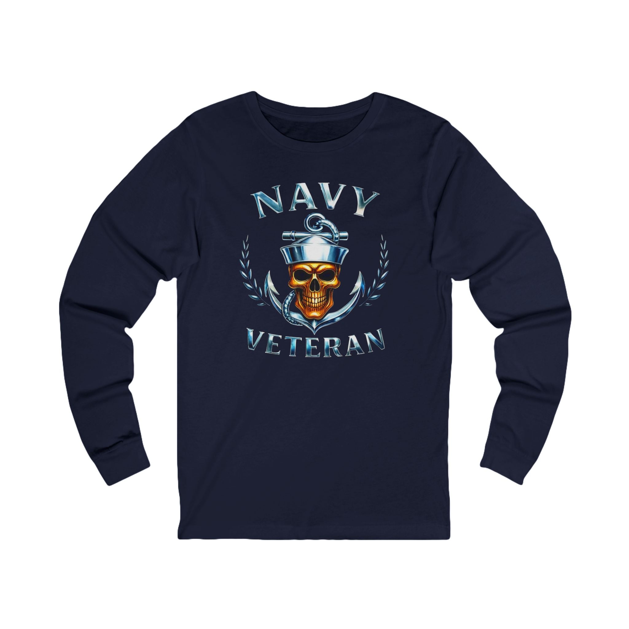 Navy Veteran Skull Anchor Long Sleeve Tee
