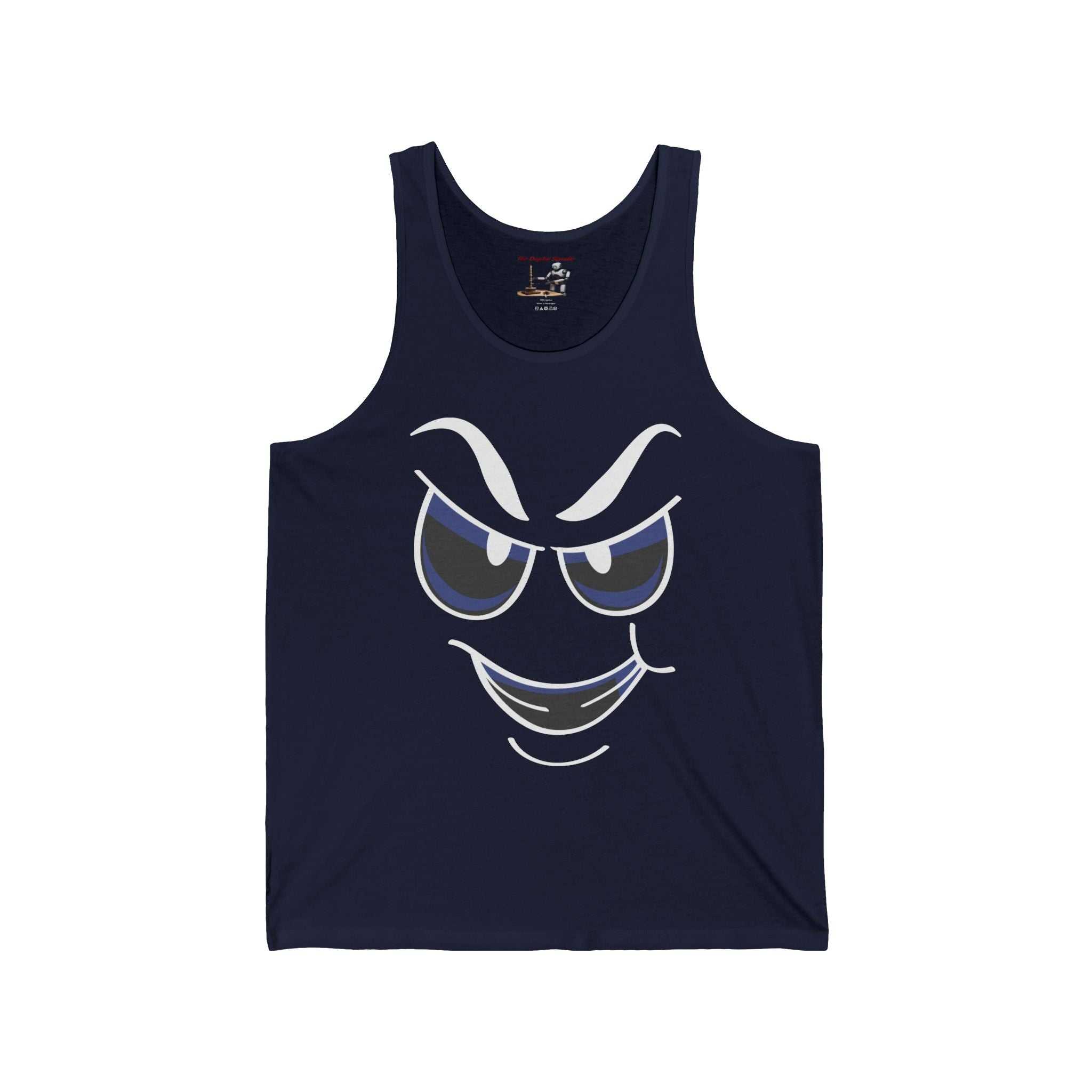 Smirking Face Tank Top — Playful Grin Graphic Sleeveless Tee